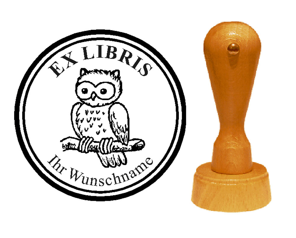 Ex Libris « Ruhevolle Vintage Eule » mit persönlichem Namen