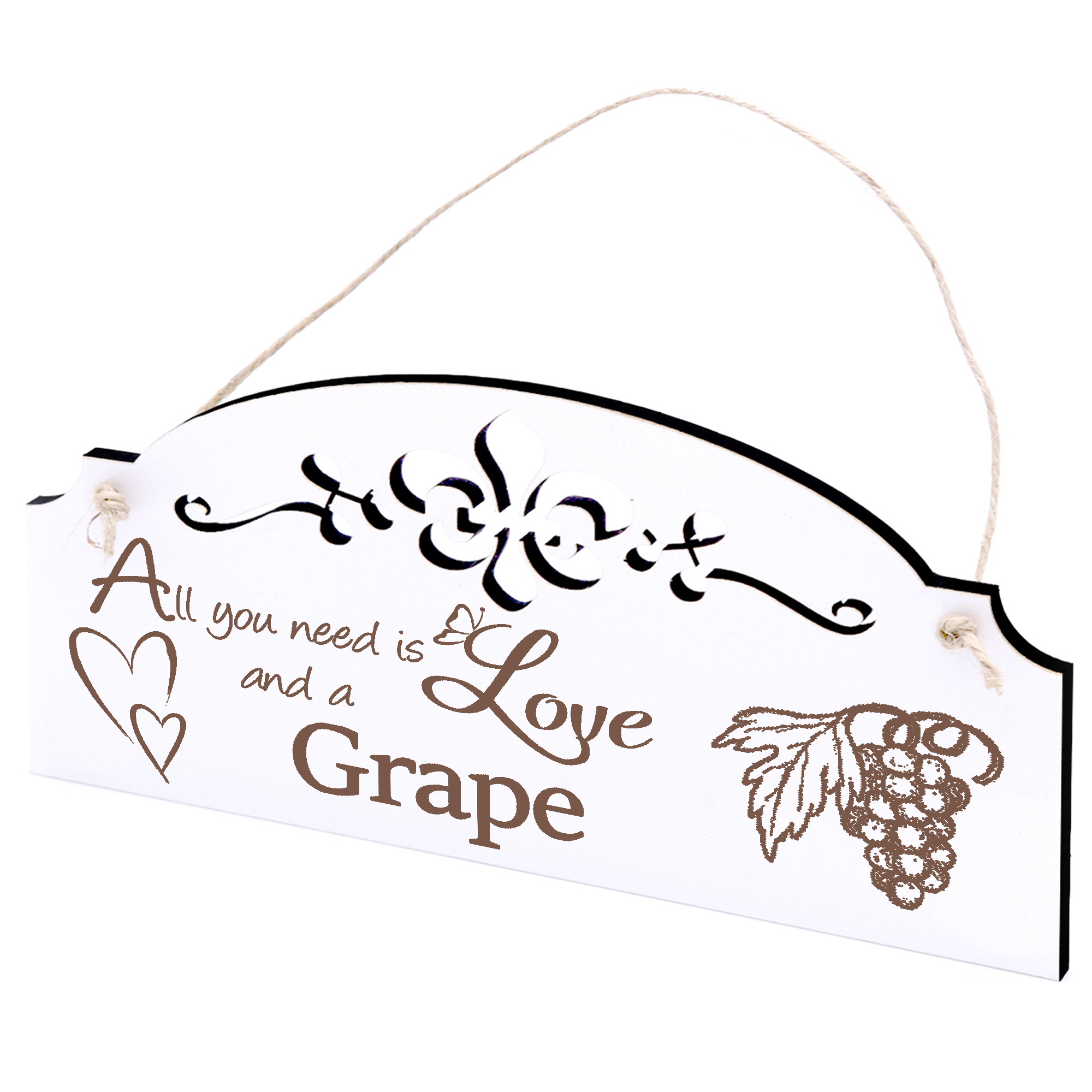Schild Weintraube Deko 20x10cm - All you need is Love and a Grape - Holz