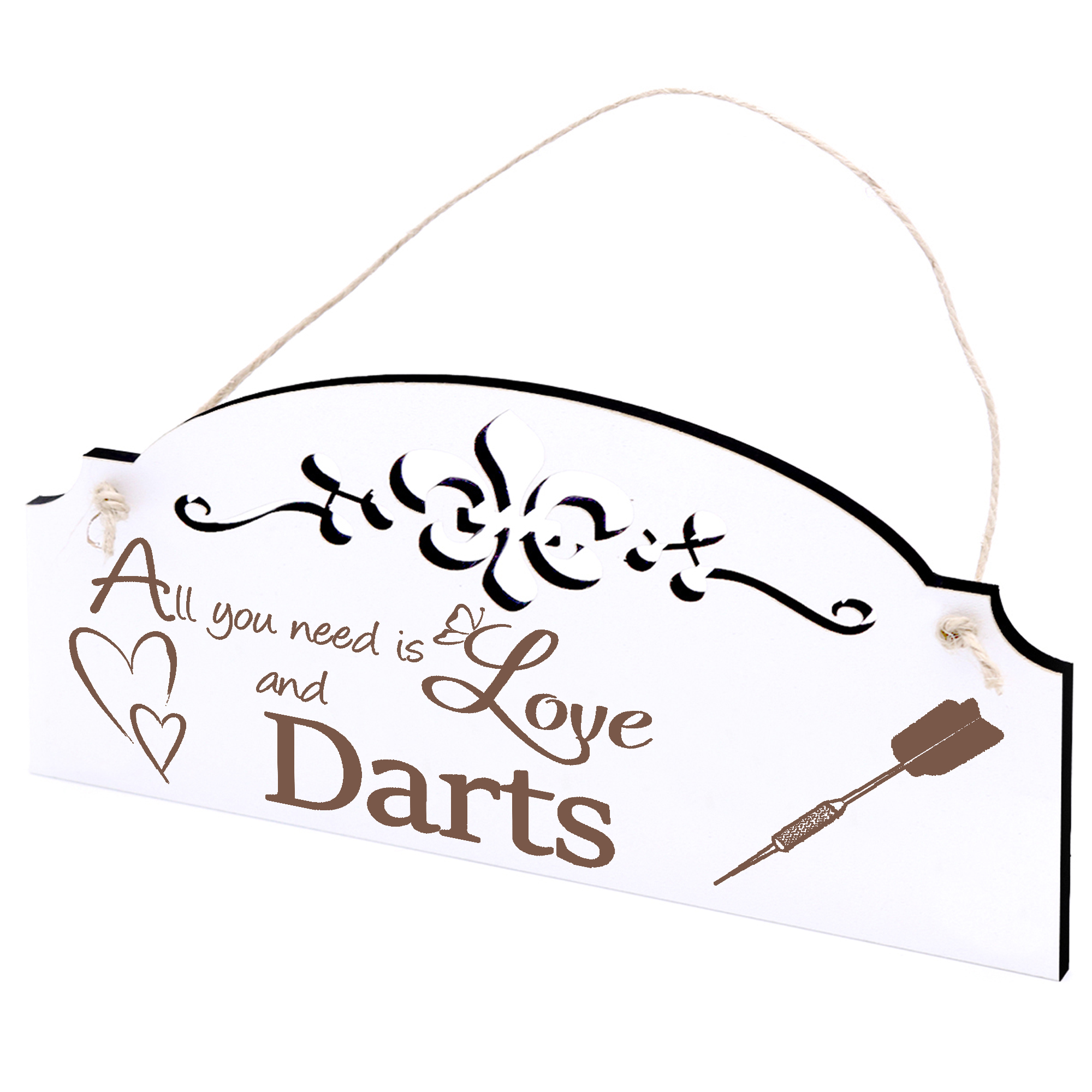 Schild Dartpfeil Deko 20x10cm - All you need is Love and Darts - Holz