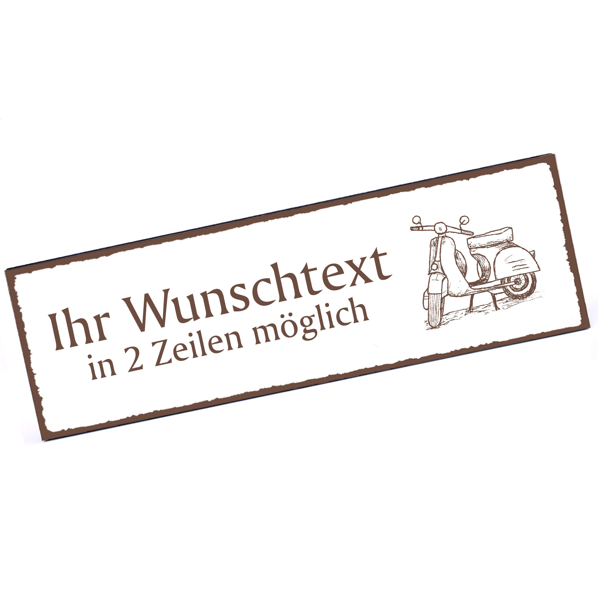 Türschild Motorroller  Namensschild personalisiert mit Gravur - 150mm x 50mm - selbstklebend