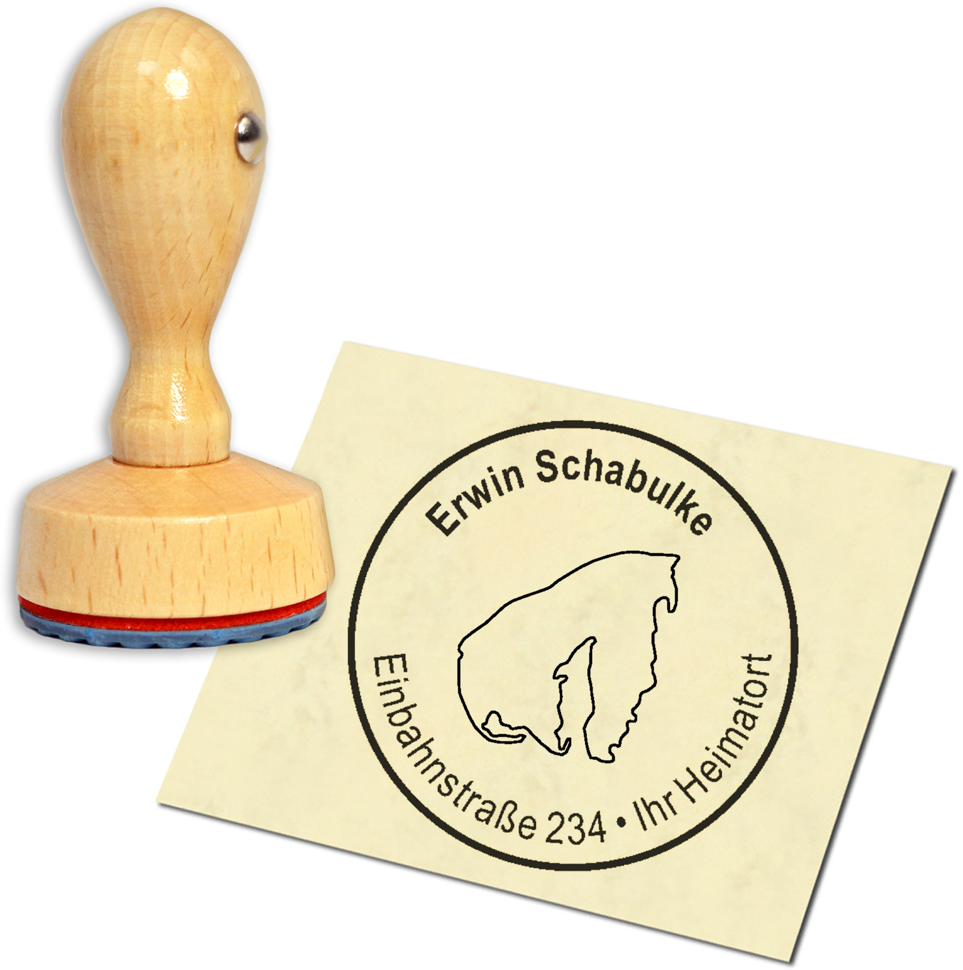 Stempel Adressstempel Holzstempel - Insel Poel - rund 40mm
