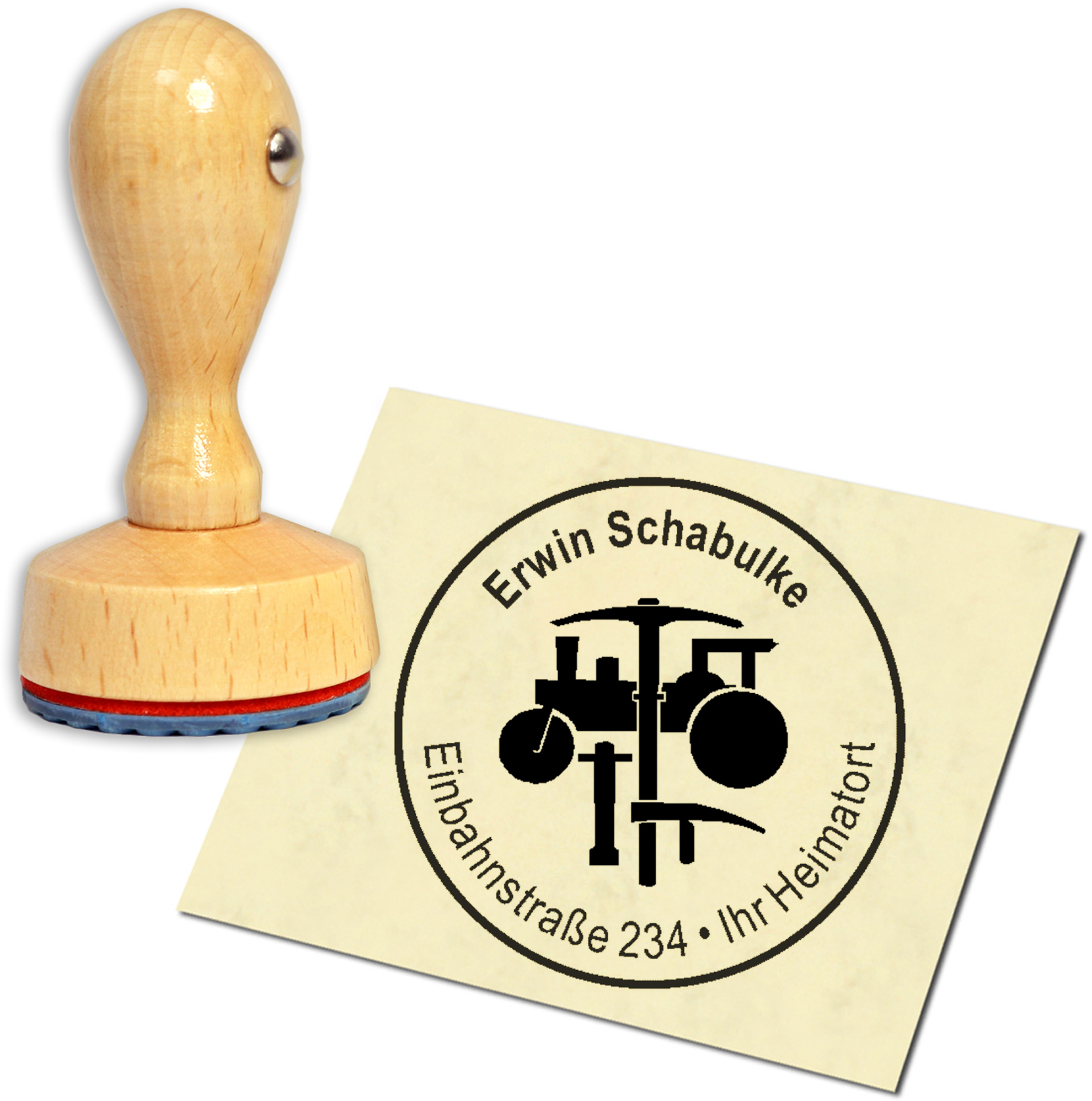 Stempel Adressstempel Holzstempel - Straßenbau - rund 40mm