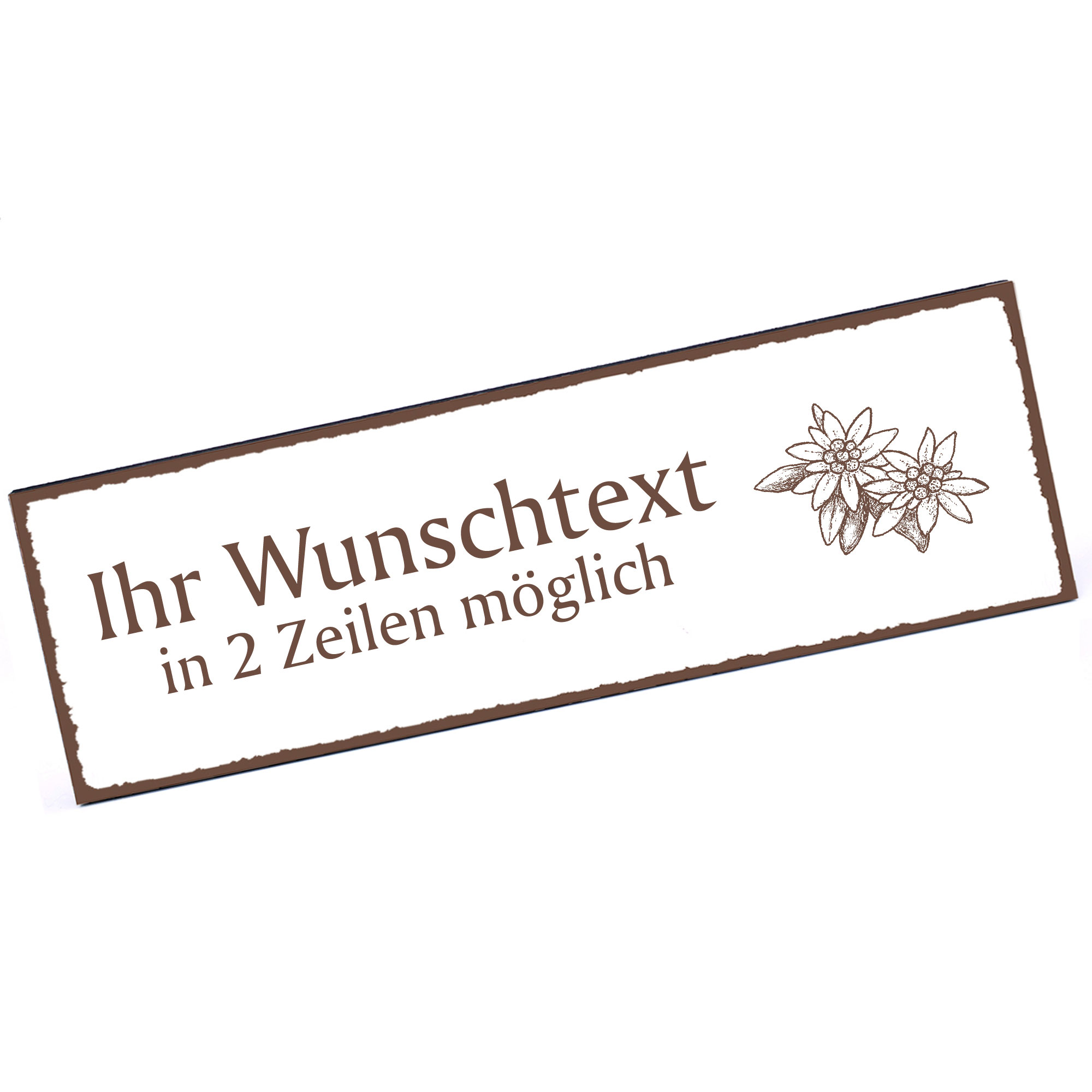 Türschild Alpen Edelweiss  Namensschild personalisiert mit Gravur - 150mm x 50mm - selbstklebend