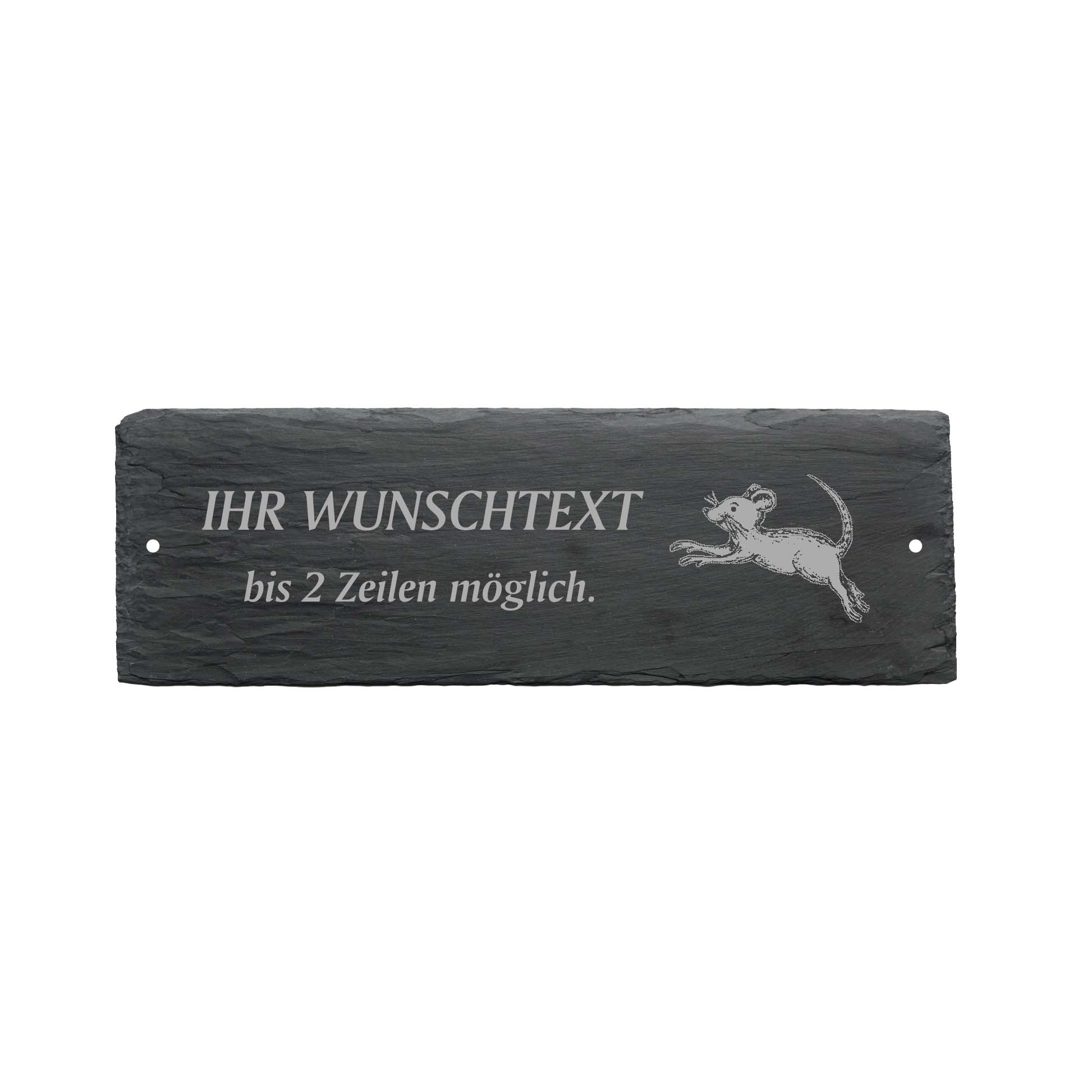 Türschild « MAUS SPRINGEND » ca. 22 x 8 cm - aus Schiefer
