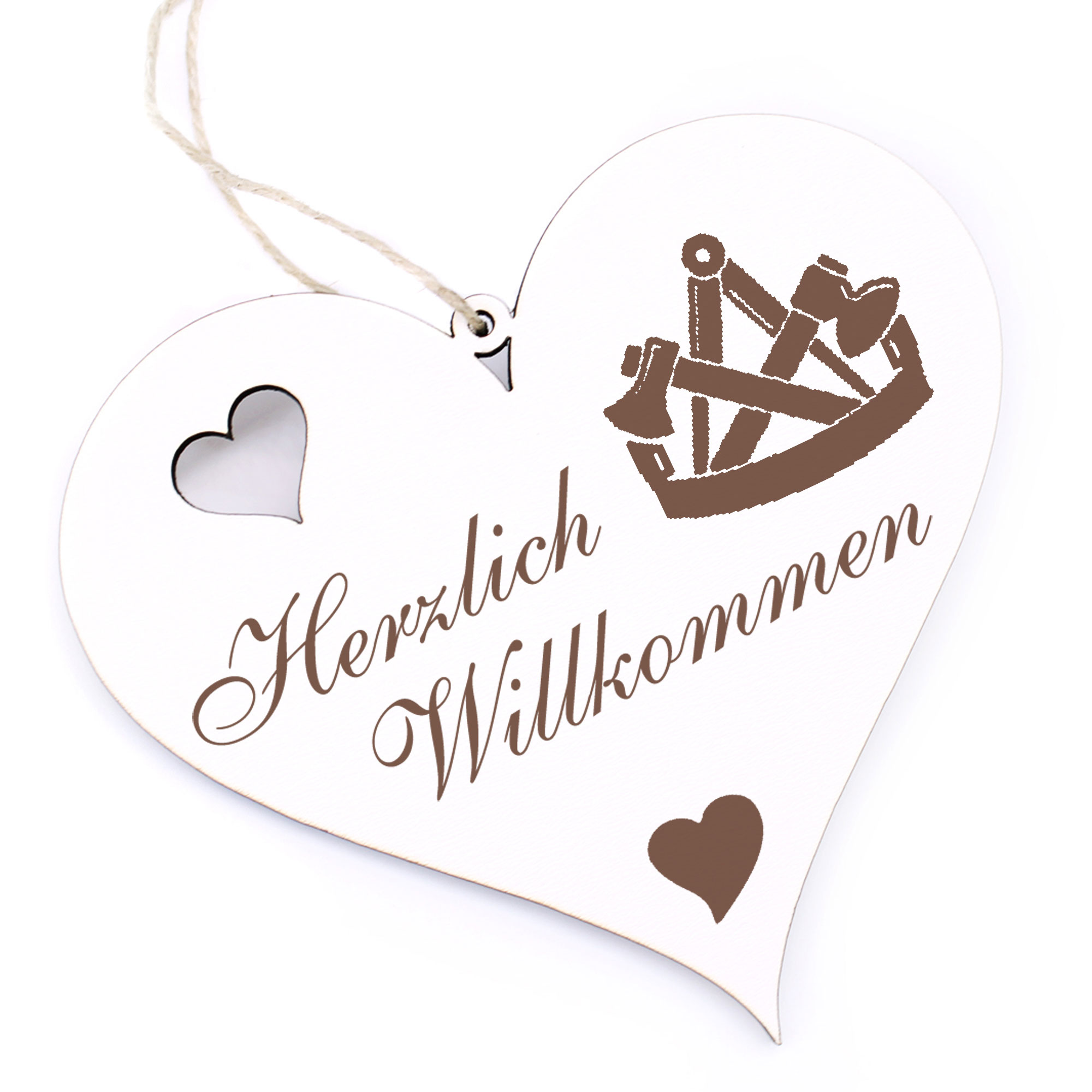 Herzlich Willkommen Schild - Zimmerer Zimmermann - Deko Herz Holz