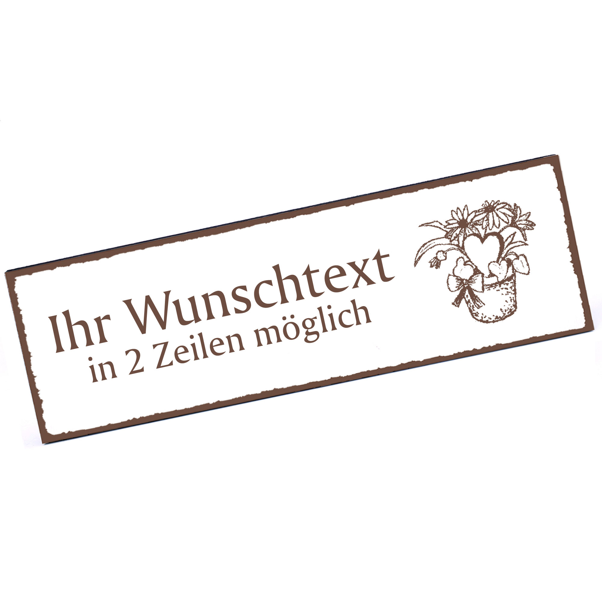 Türschild Blumentopf  Namensschild personalisiert mit Gravur - 150mm x 50mm - selbstklebend