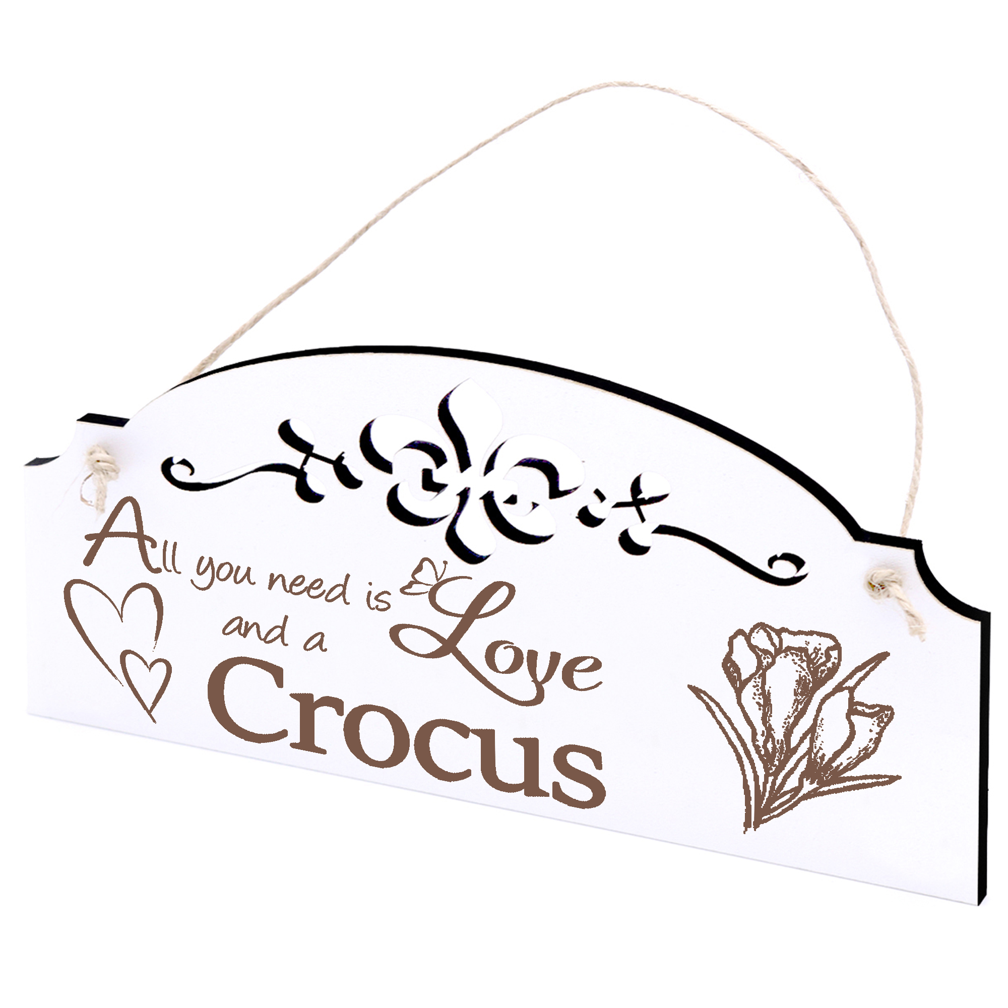 Schild Krokus Deko 20x10cm - All you need is Love and a Crocus - Holz