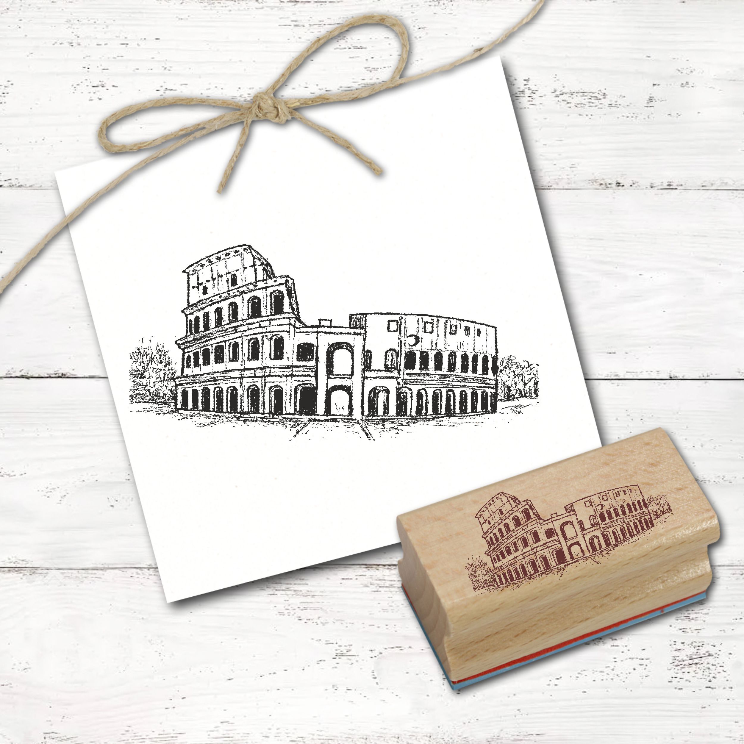 Motivstempel Kolosseum - Stempel Rom Holzstempel 98 mm x 48 mm