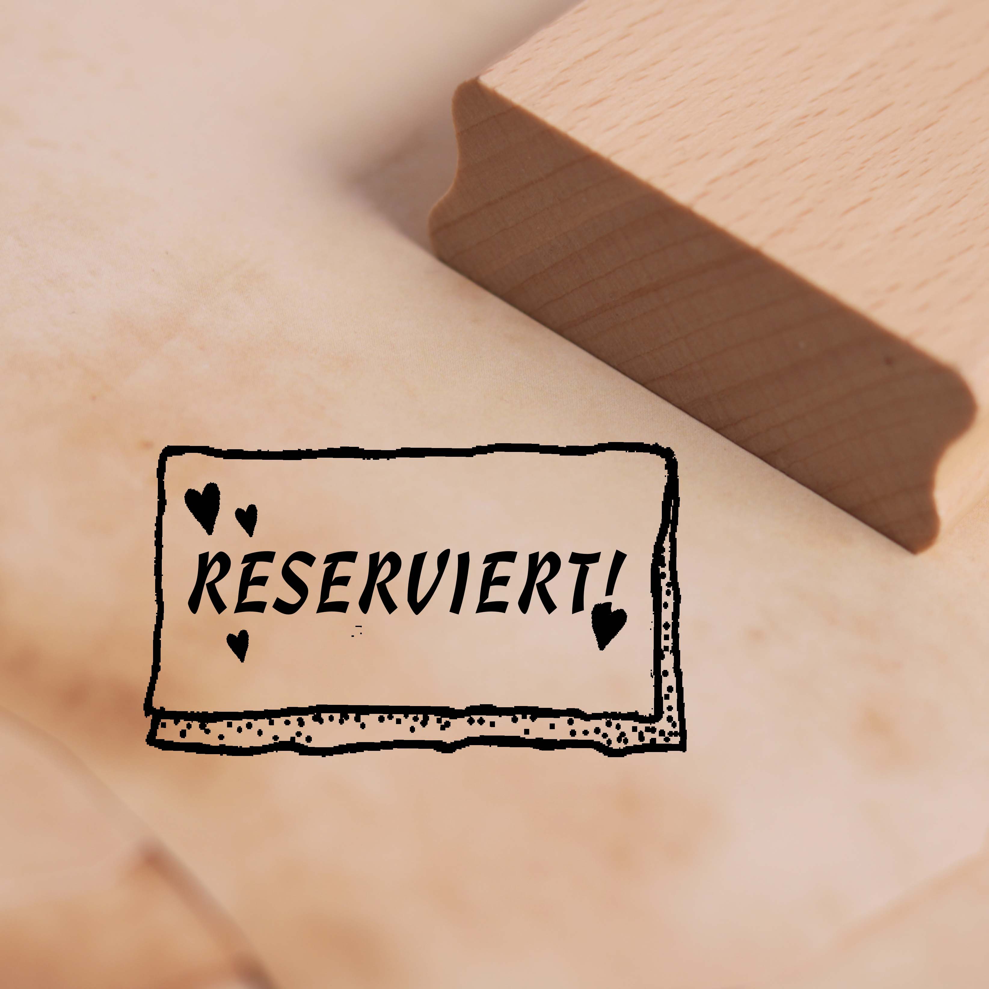 Motivstempel Reserviert - Etikett Klappkarte Herzen Stempel 48 x 28 mm