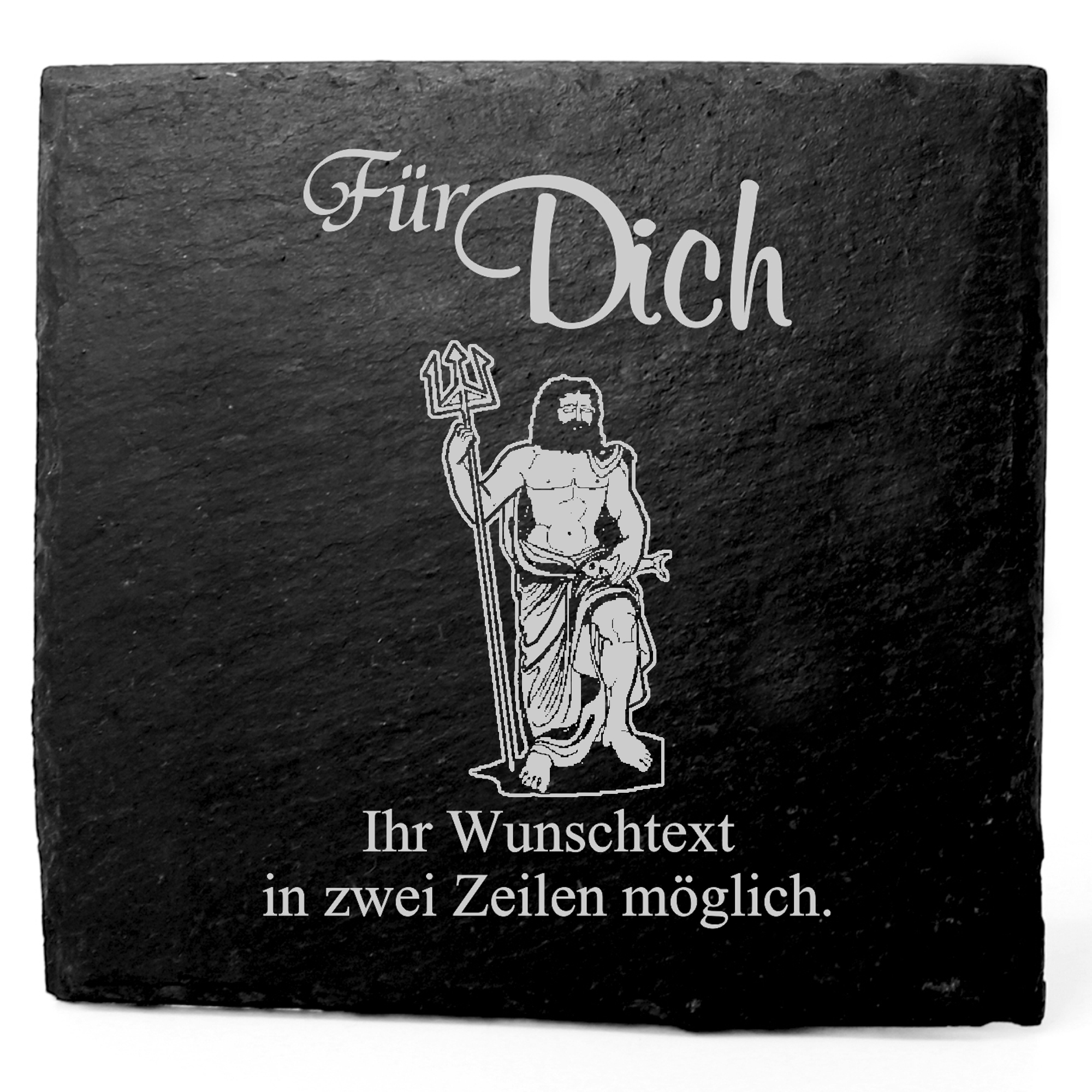 Deko Schiefer Untersetzer personalisiert Neptun - Für Dich - 11x11cm