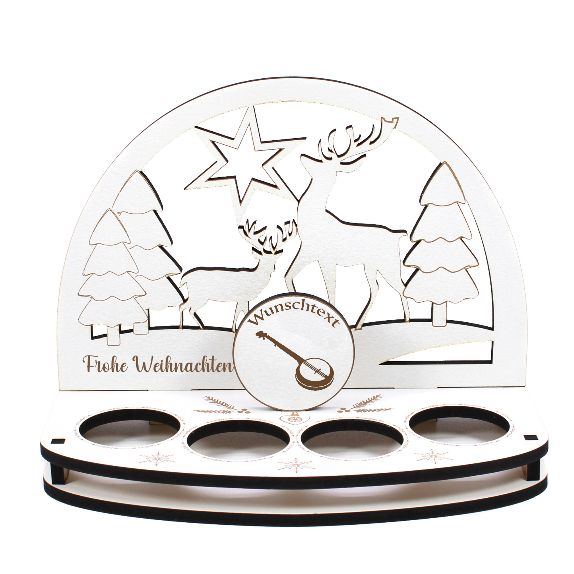 Deko Schwibbogen Banjo Banjolele Teelichthalter personalisiert Weihnachten Weihnachtsdekoration