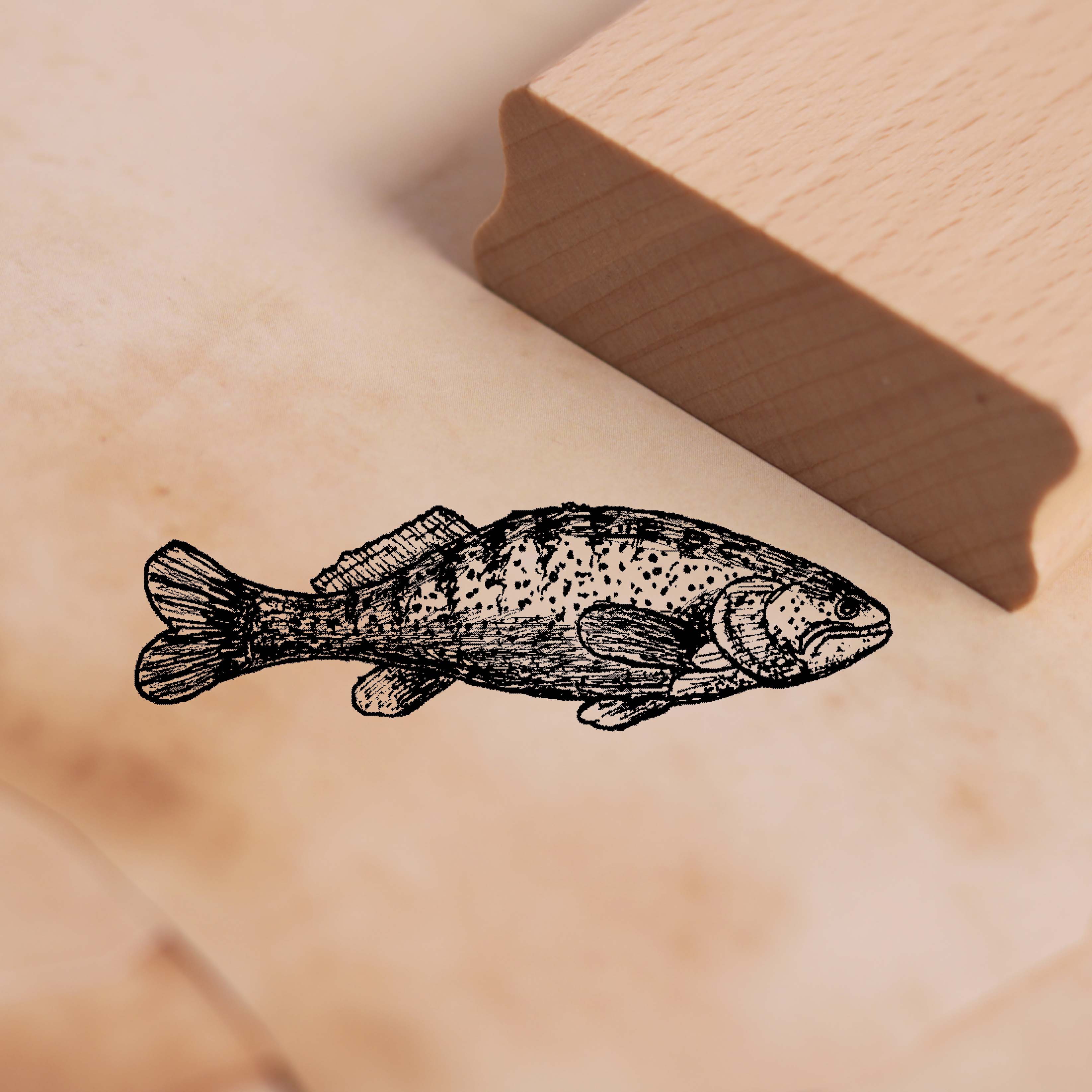 Motivstempel Zander - Stempel Fisch Holzstempel 58 x 18 mm