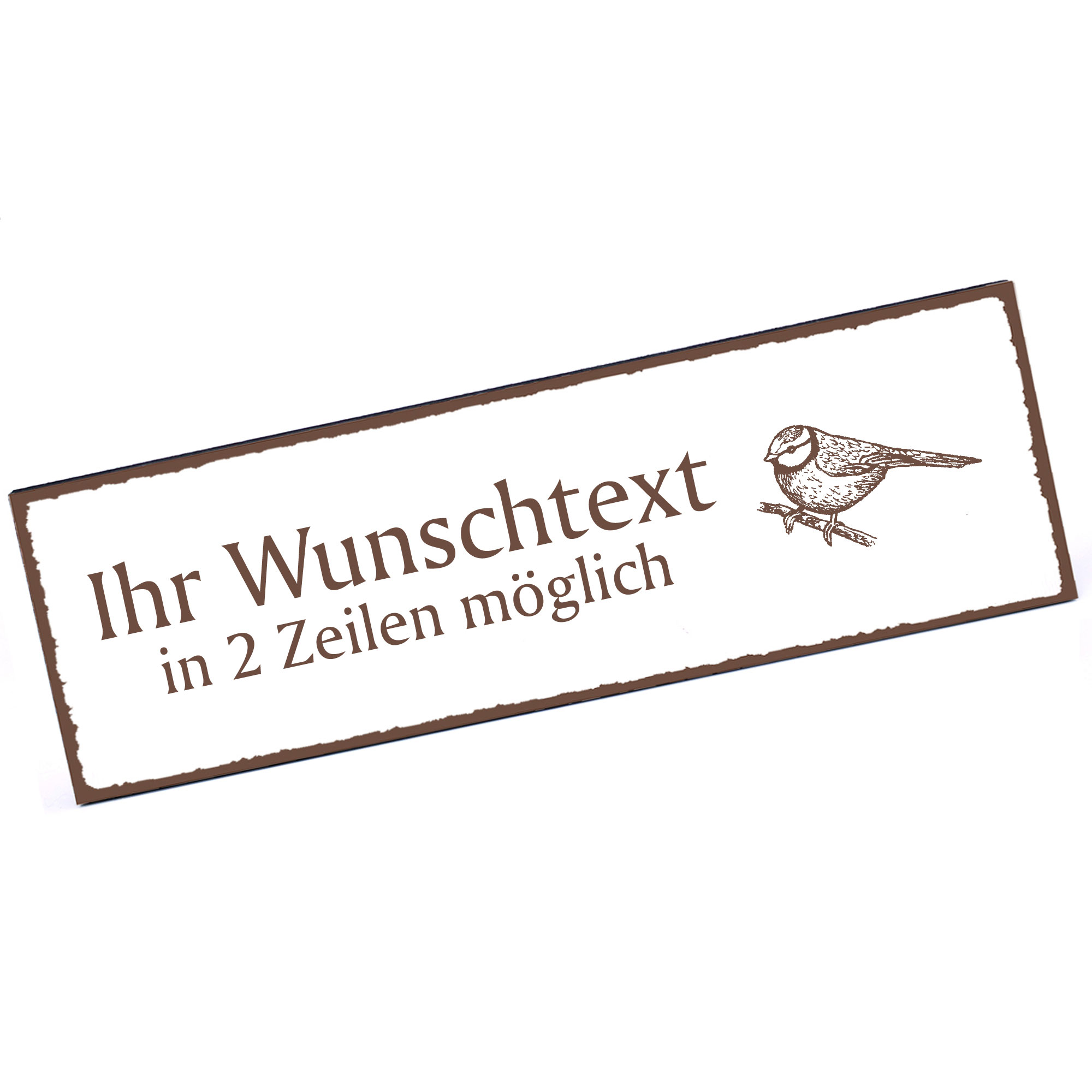 Türschild Blaumeise  Namensschild personalisiert mit Gravur - 150mm x 50mm - selbstklebend