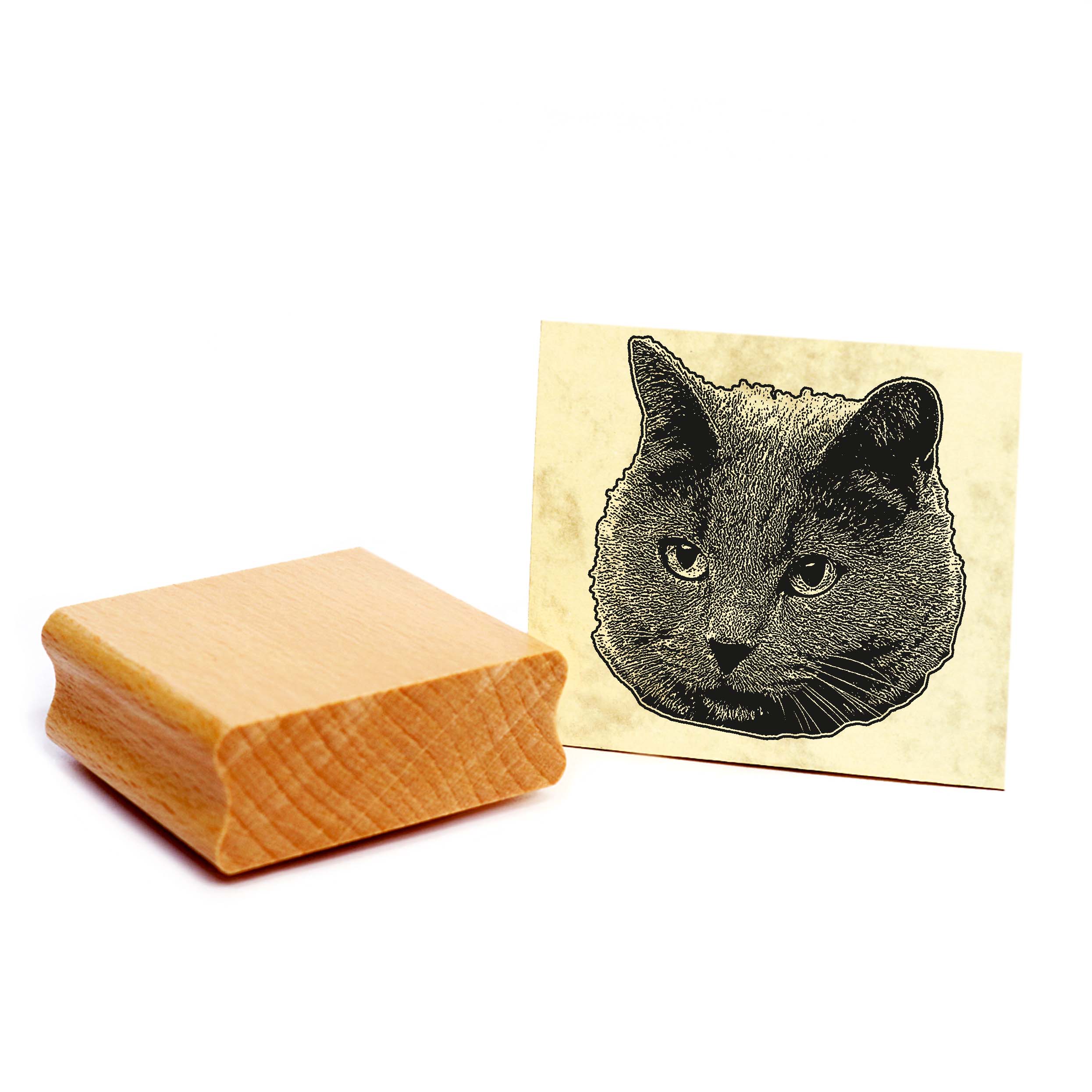 Motivstempel Kartäuser - Stempel Katze Holzstempel ca. 48 x 48 mm