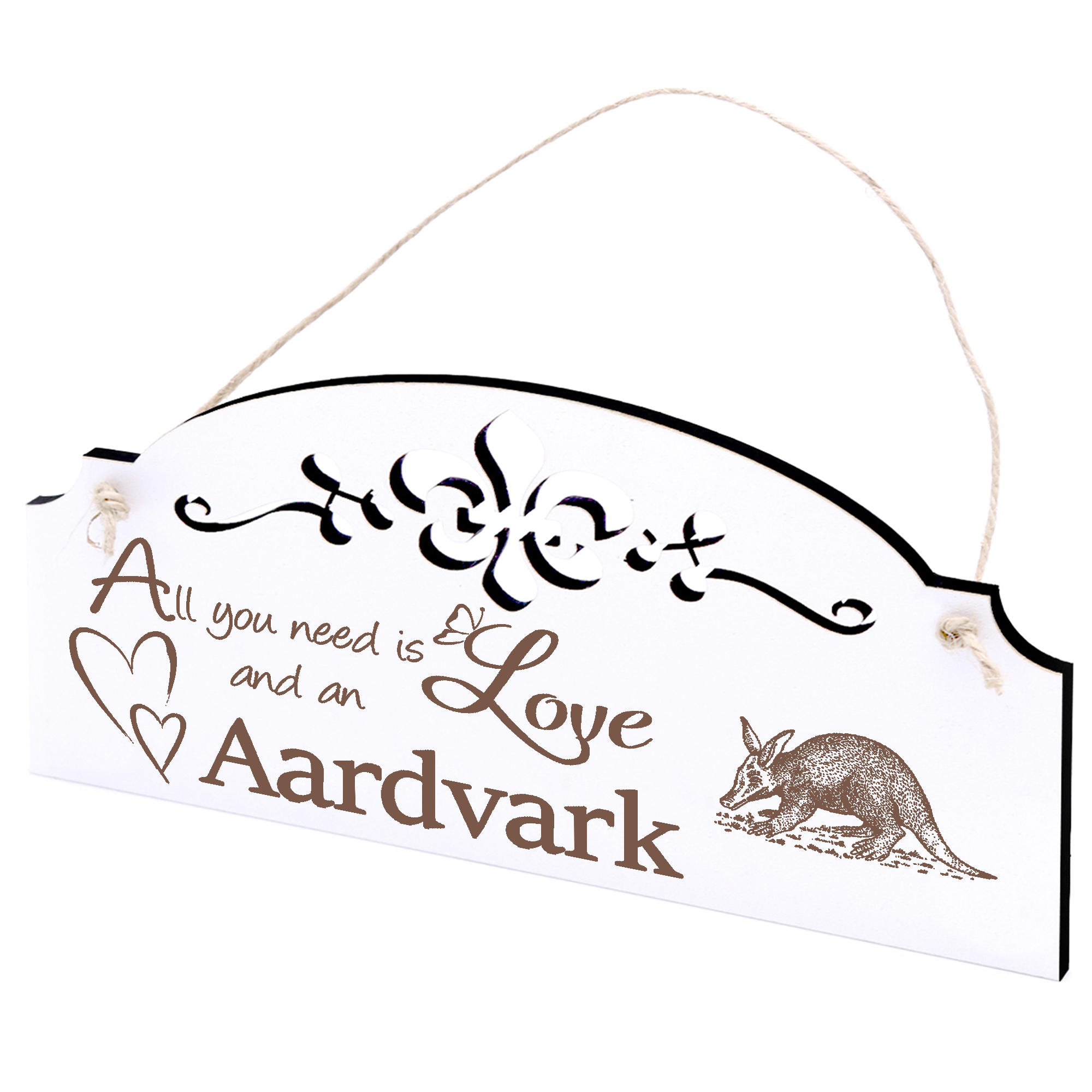 Schild Erdferkel Deko 20x10cm - All you need is Love and an Aardvark - Holz