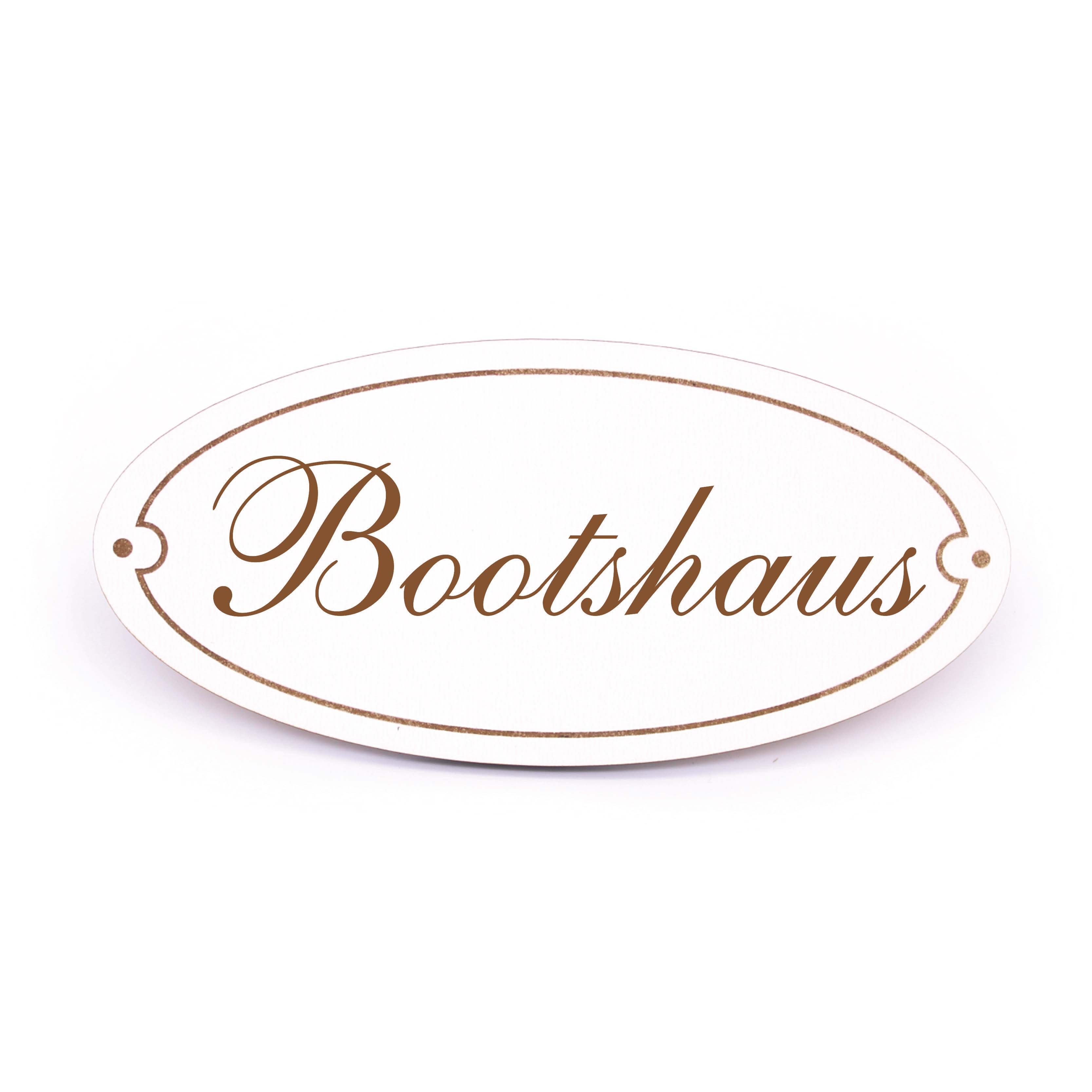 Ovales Türschild Bootshaus - selbstklebend - 15 x 7 cm