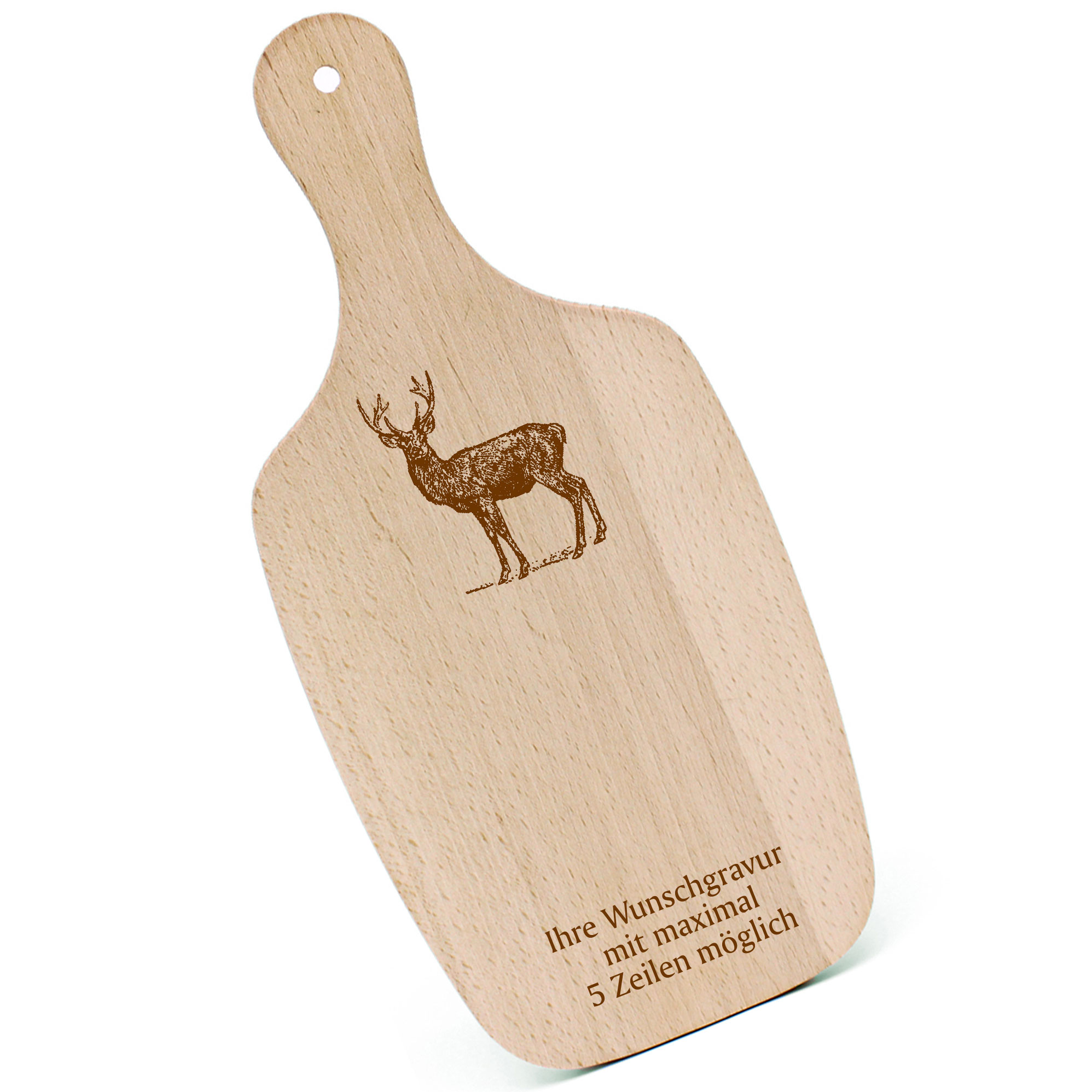 Schneidebrett Frühstücksbrettchen - Hirsch - mit Griff 330x150mm