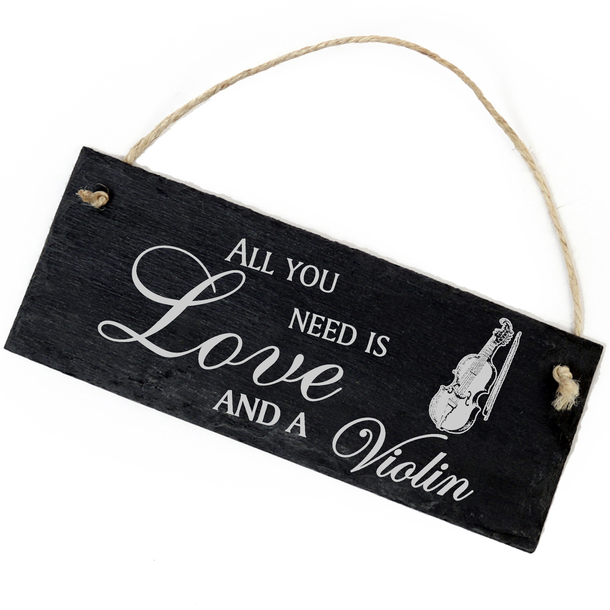 Schiefertafel Deko Geige Schild 22 x 8 cm - All you need is Love and a Violin