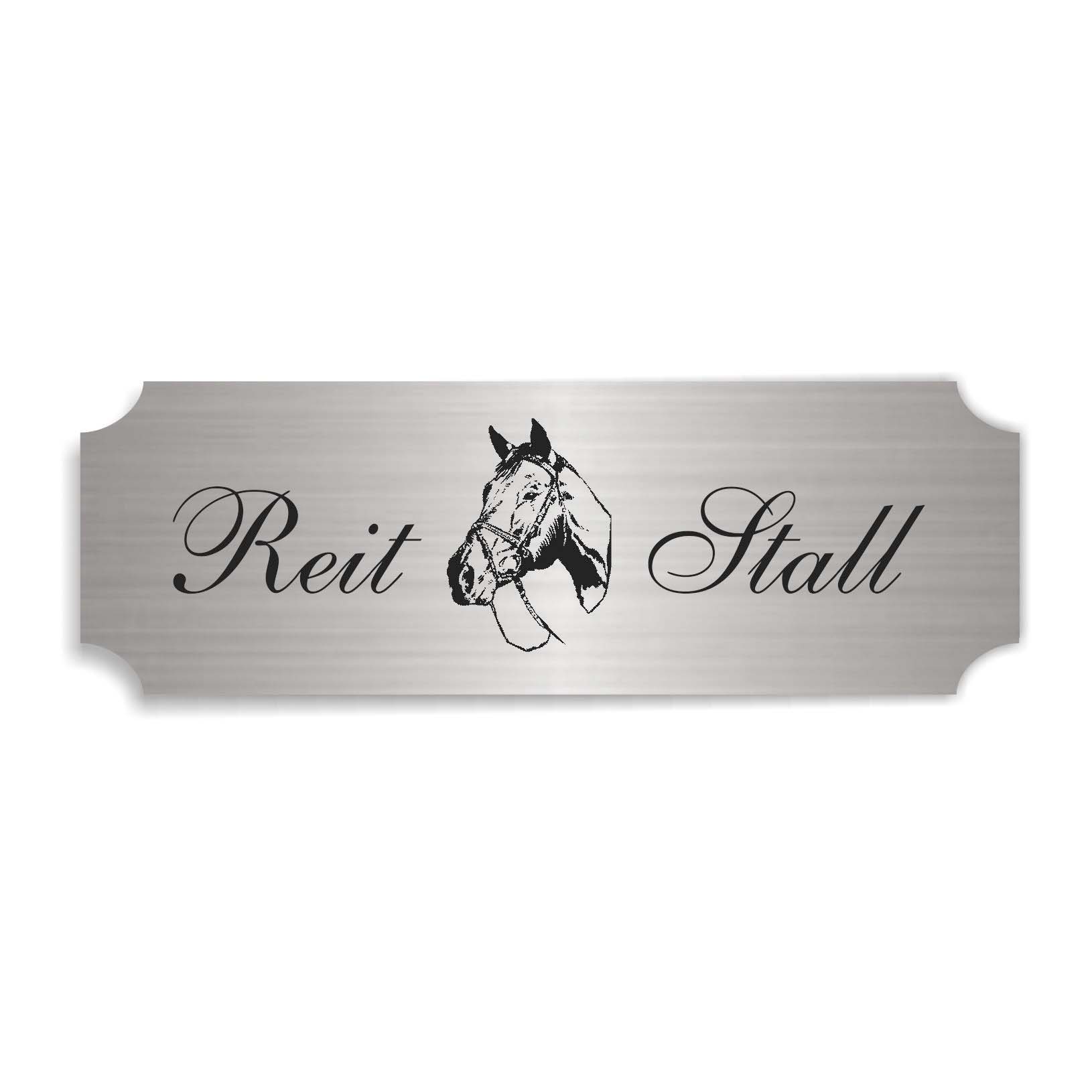 Schild « REITSTALL » selbstklebend - Aluminium Look - silber
