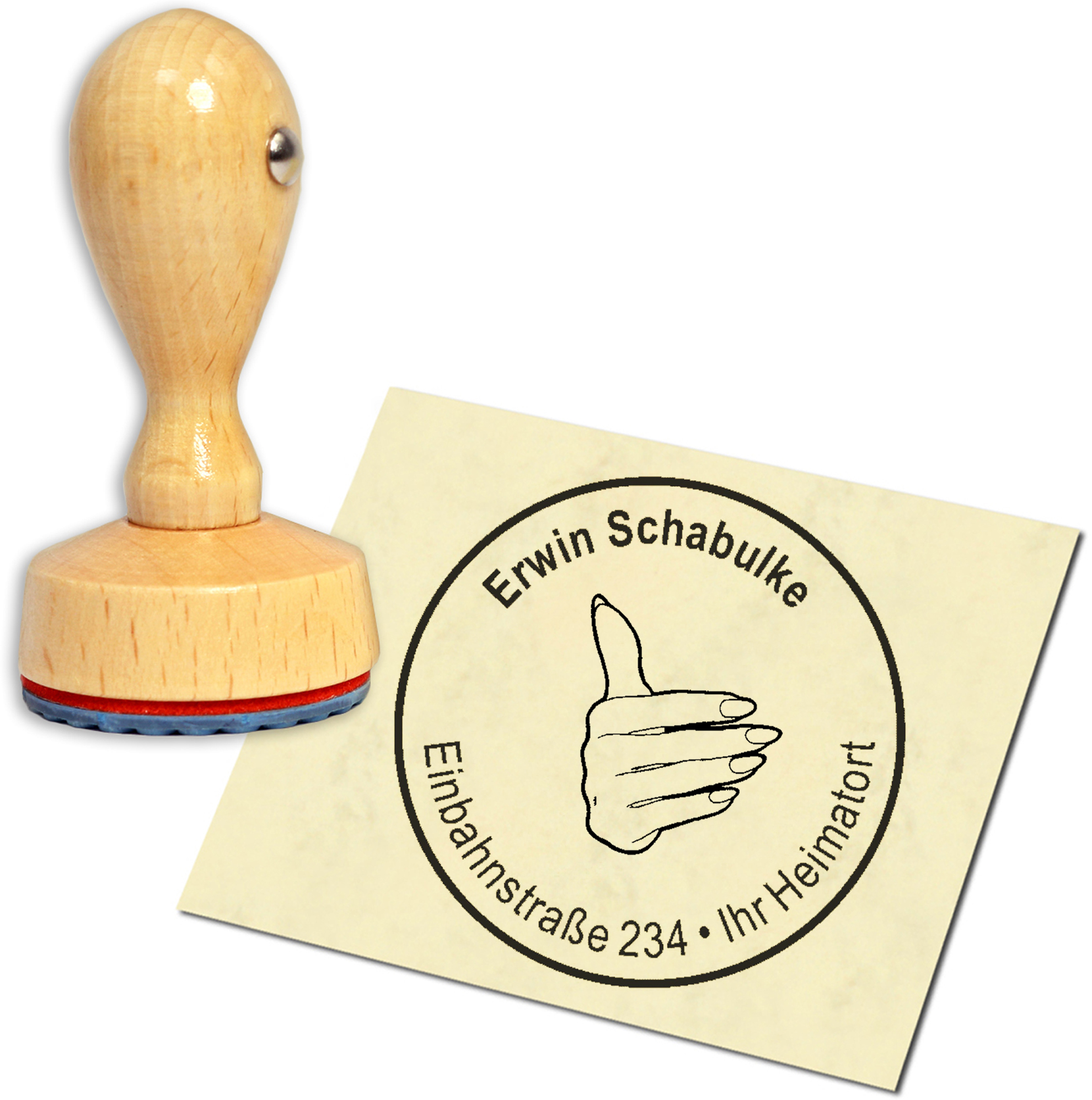 Stempel Adressstempel Holzstempel - Hand - rund 40mm