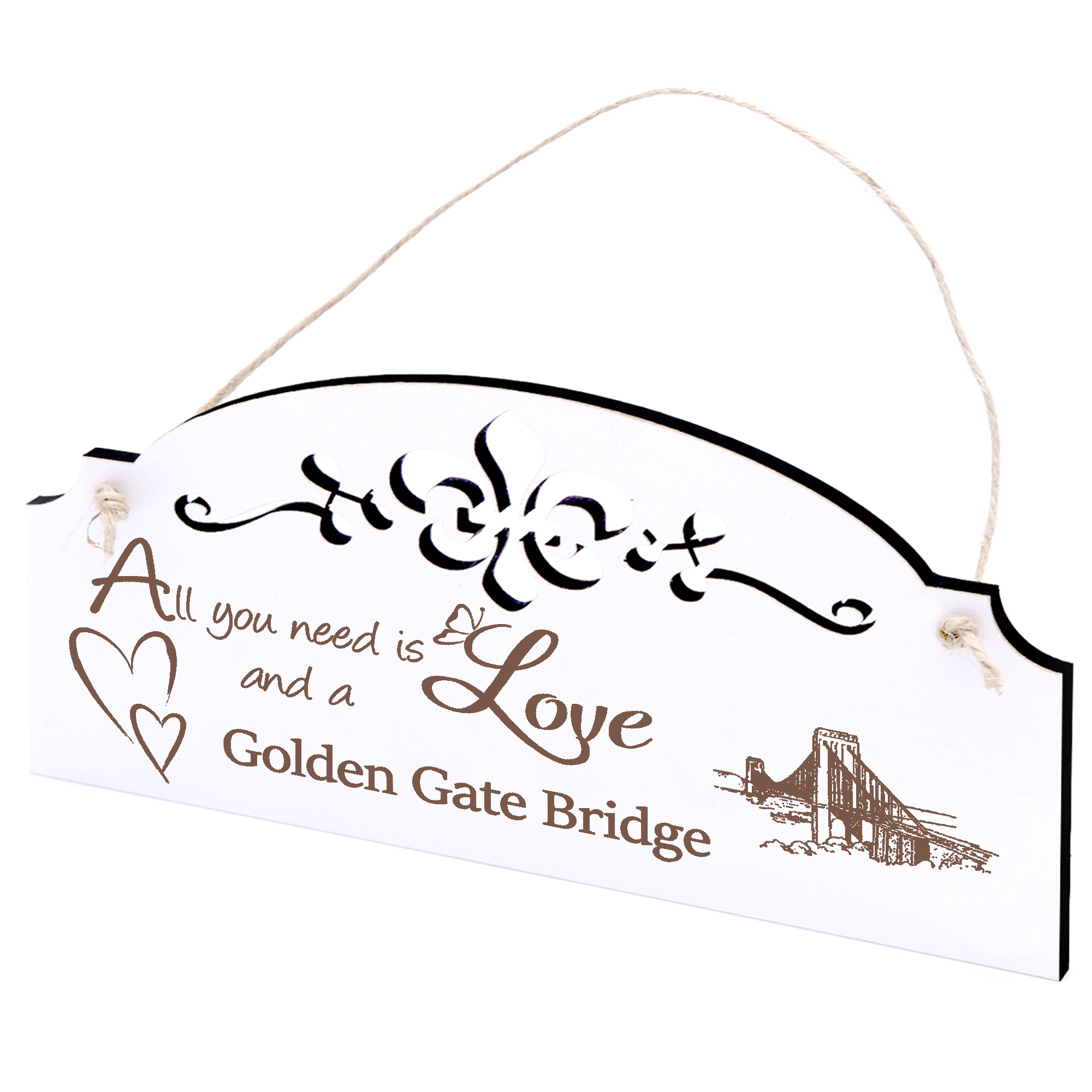 Schild Golden Gate Bridge San Francisco Deko 20x10cm - All you need is Love and a Golden Gate Bridge