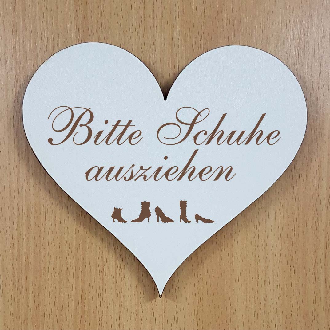 Shabby Herz « BITTE SCHUHE AUSZIEHEN » selbstklebendes Türschild mit Motiv