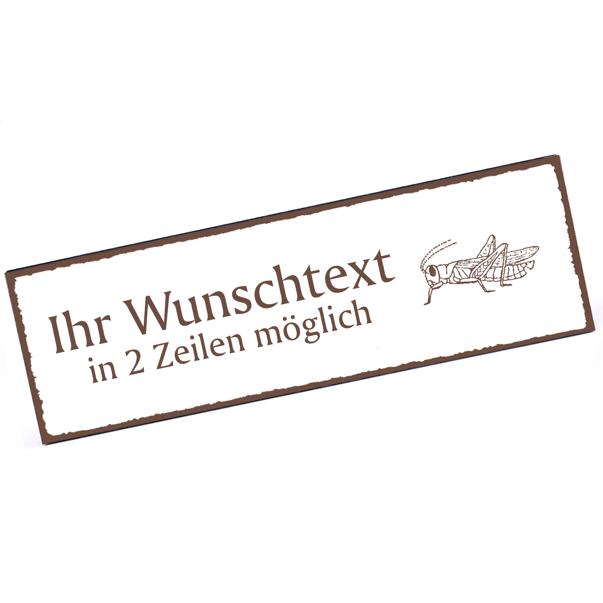 Türschild Heuschrecke  Namensschild personalisiert mit Gravur - 150mm x 50mm - selbstklebend
