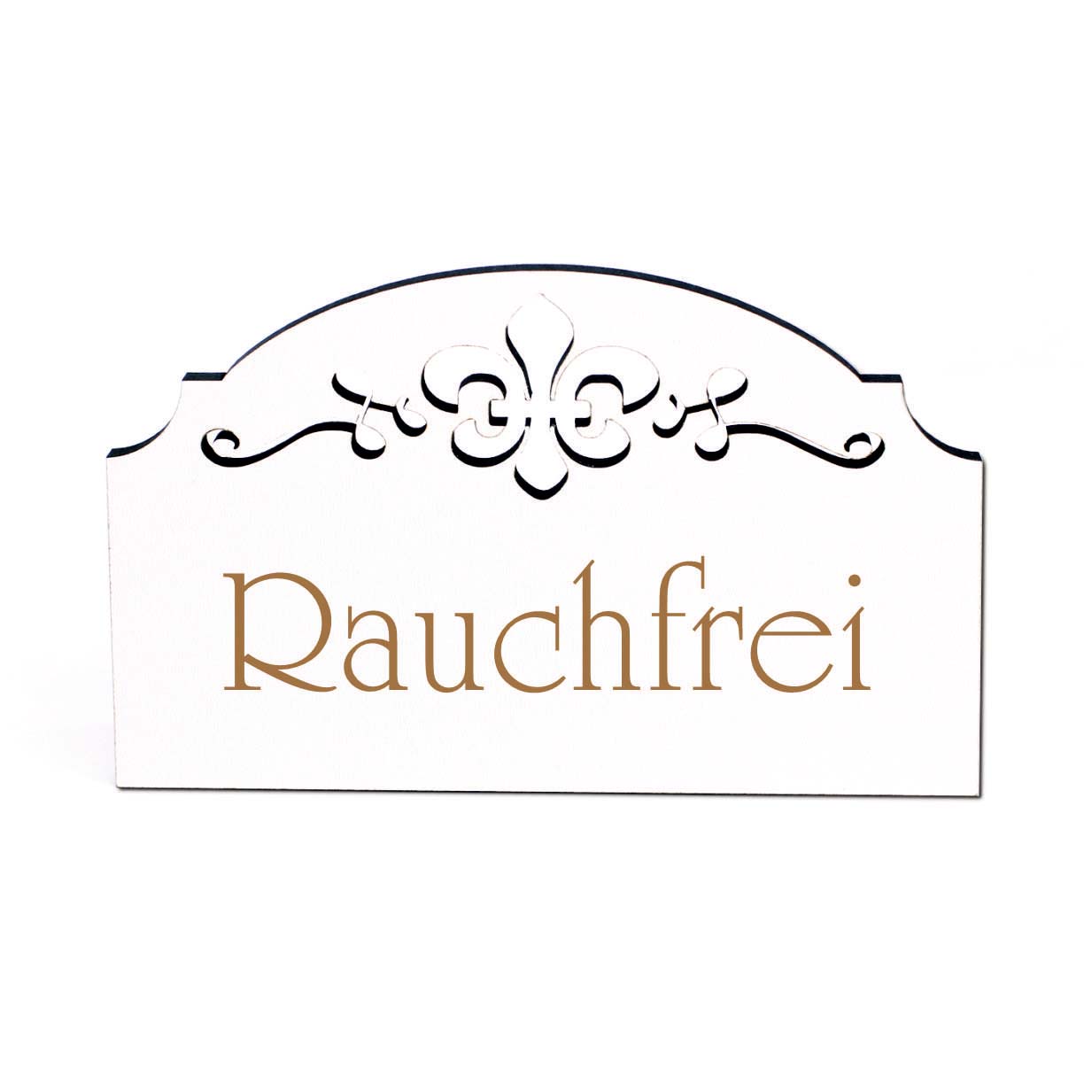 Rauchfrei Türschild Schild Holz Gravur Ornamente selbstklebend Türdeko 15,5 x 9,5 cm