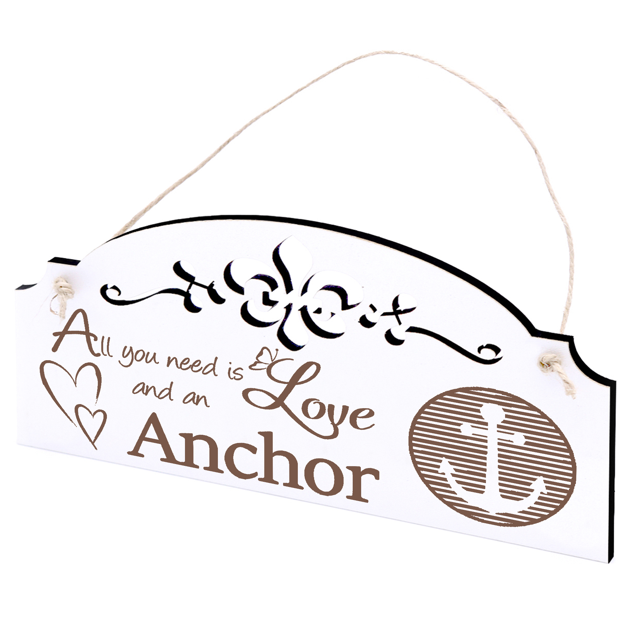Schild Anker auf Patch Deko 20x10cm - All you need is Love and an Anchor - Holz