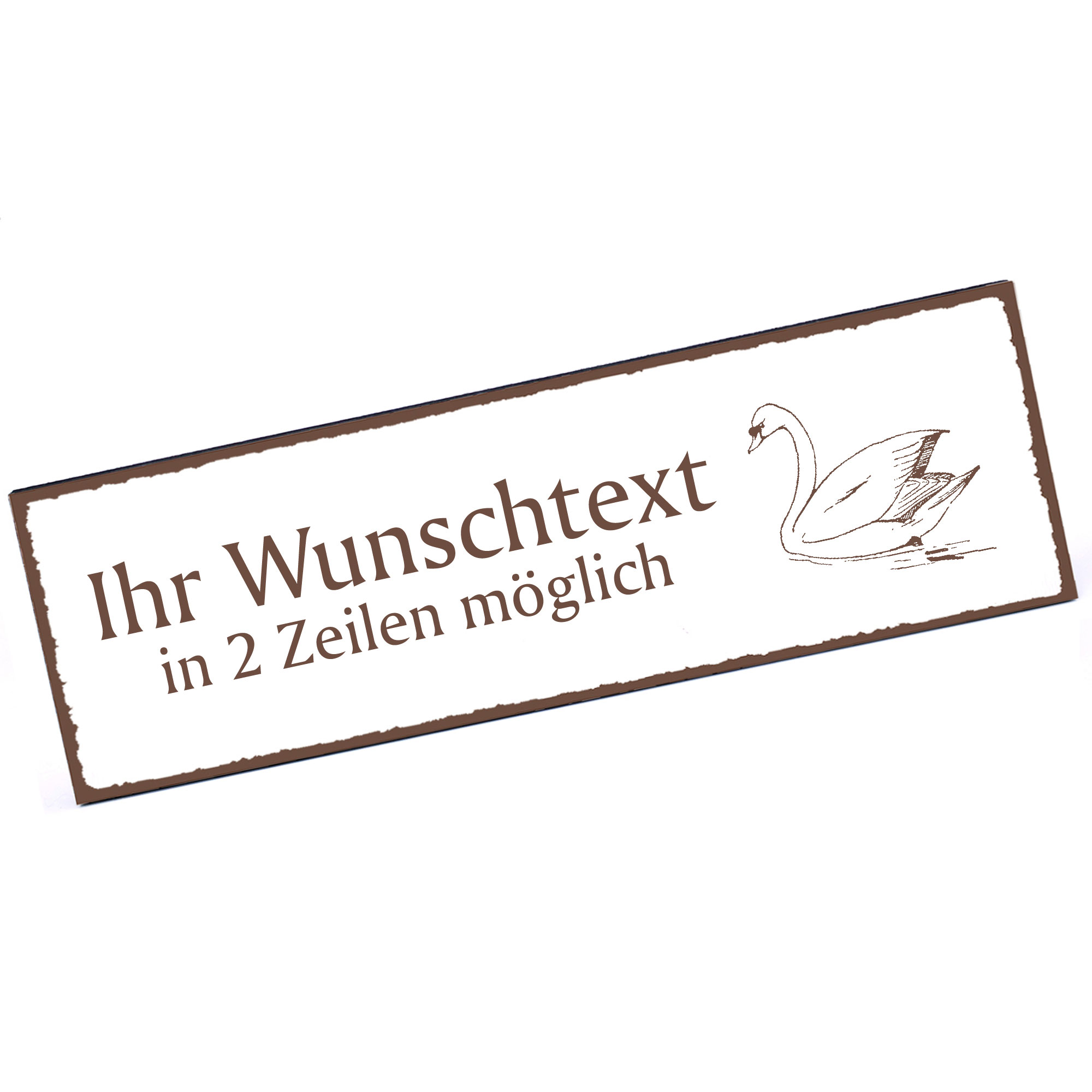Türschild Schwan  Namensschild personalisiert mit Gravur - 150mm x 50mm - selbstklebend