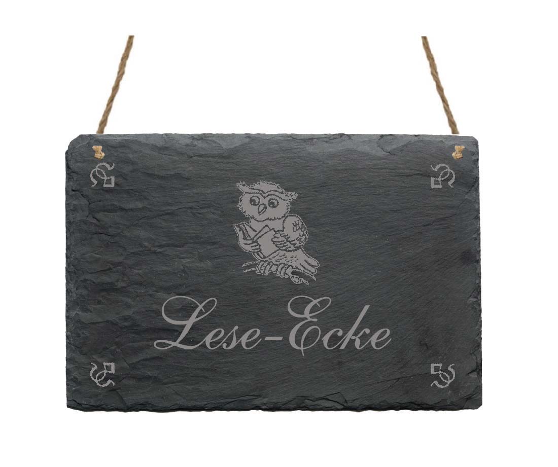 Schiefertafel « Lese-Ecke » Eule