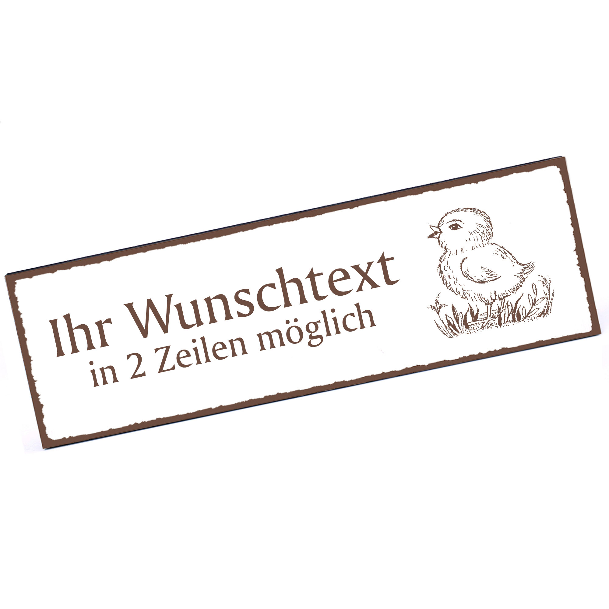 Türschild niedlicher Spatz  Namensschild personalisiert mit Gravur - 150mm x 50mm - selbstklebend