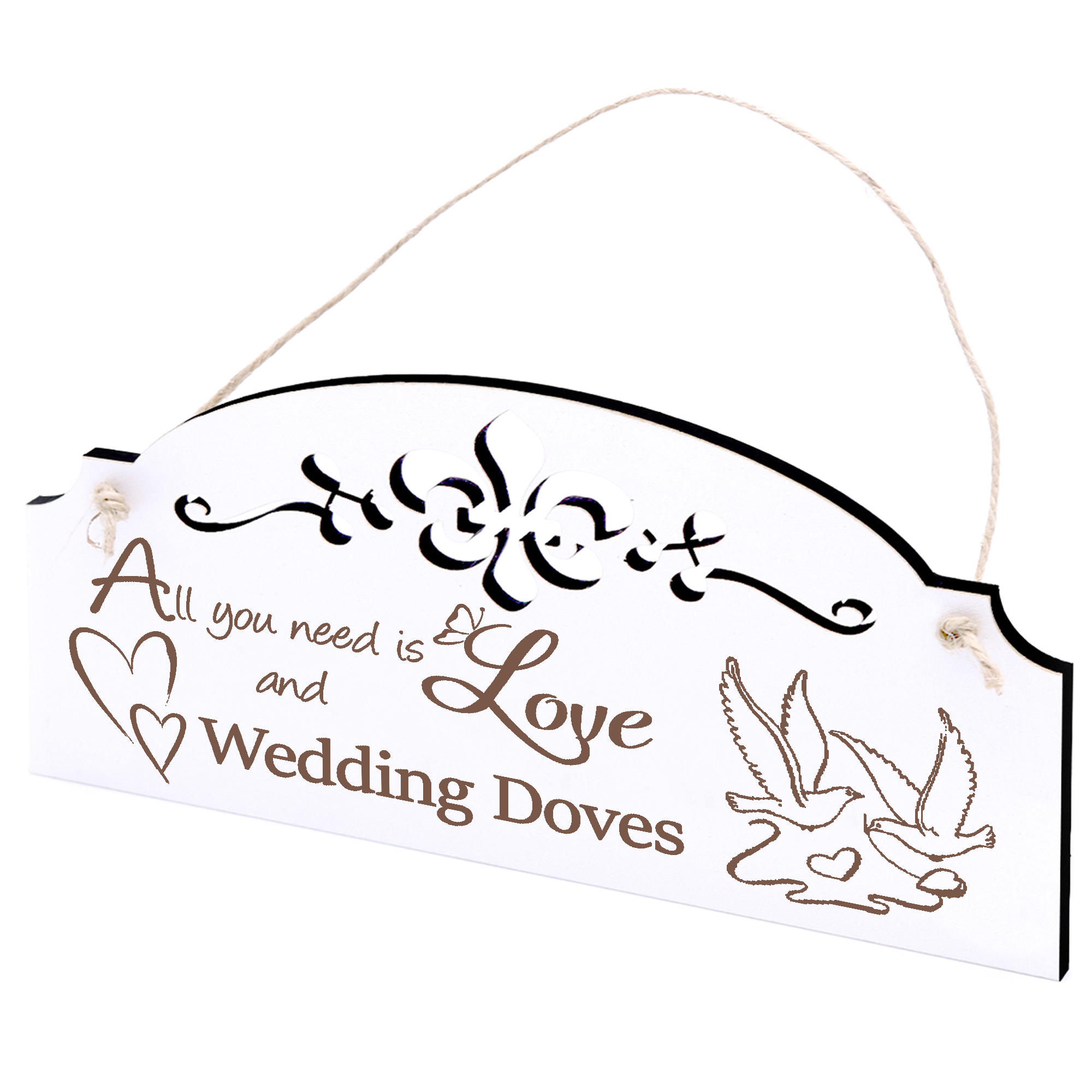 Schild Hochzeitstauben Deko 20x10cm - All you need is Love and Wedding Doves - Holz