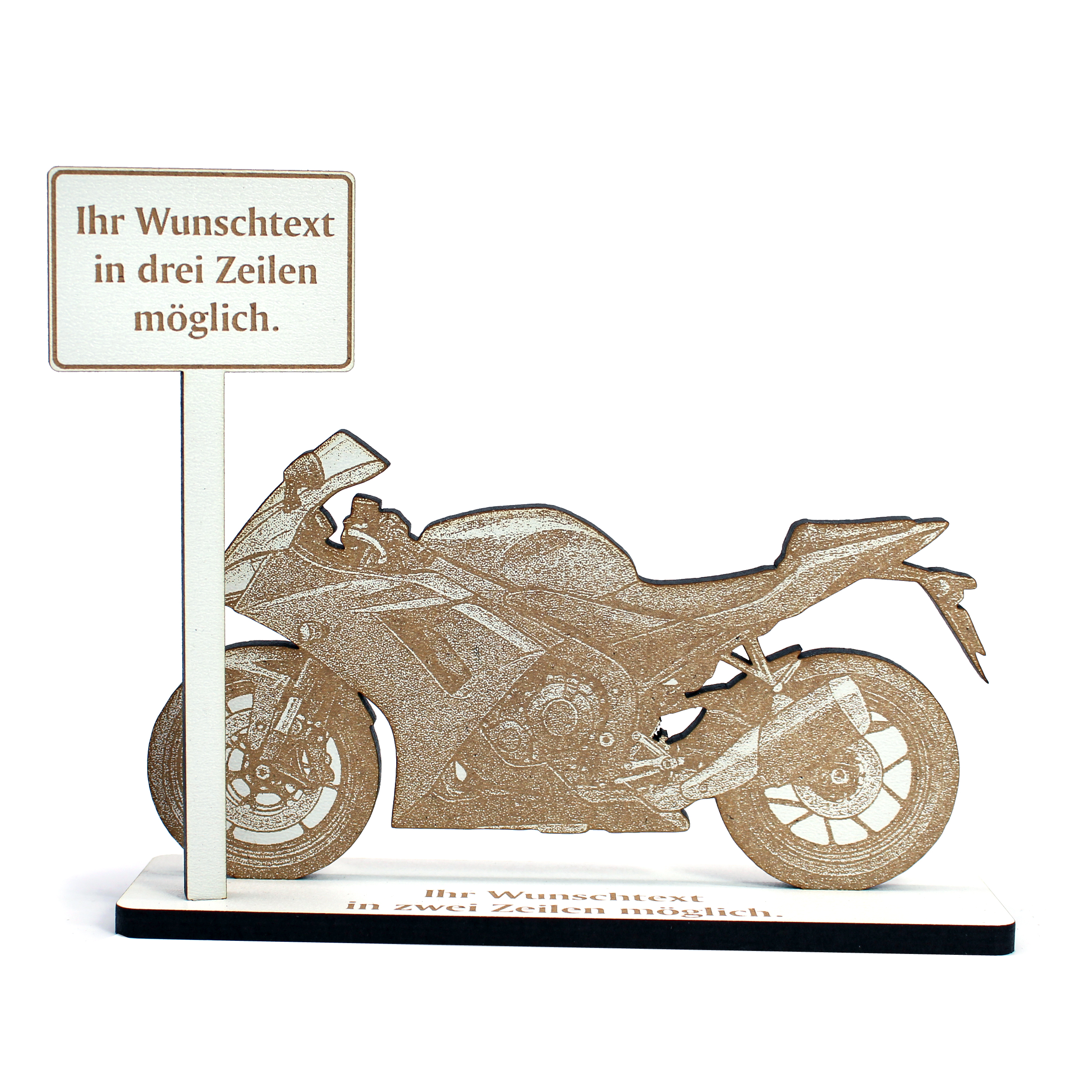 Geldgeschenk Aufsteller „Sportbike“ – Dekoaufsteller mit Racing Motorrad - 15×12 cm