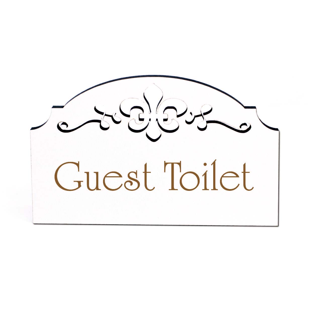 Guest Toilet Türschild Schild Holz selbstklebend Ornamente Gästetoilette WC Deko 15,5 x 9,5 cm