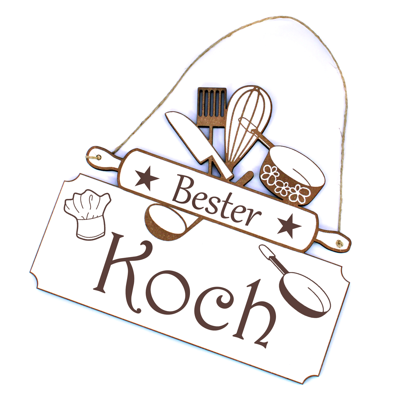 Schild Bester Koch - Küche Türschild Kochen Deko Vintage Dekoschild - 20 x 18 cm