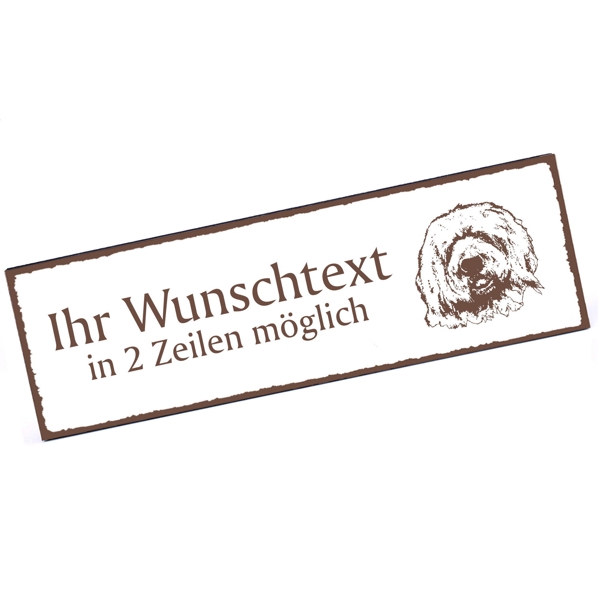 Türschild Bobtail  Namensschild personalisiert mit Gravur - 150mm x 50mm - selbstklebend
