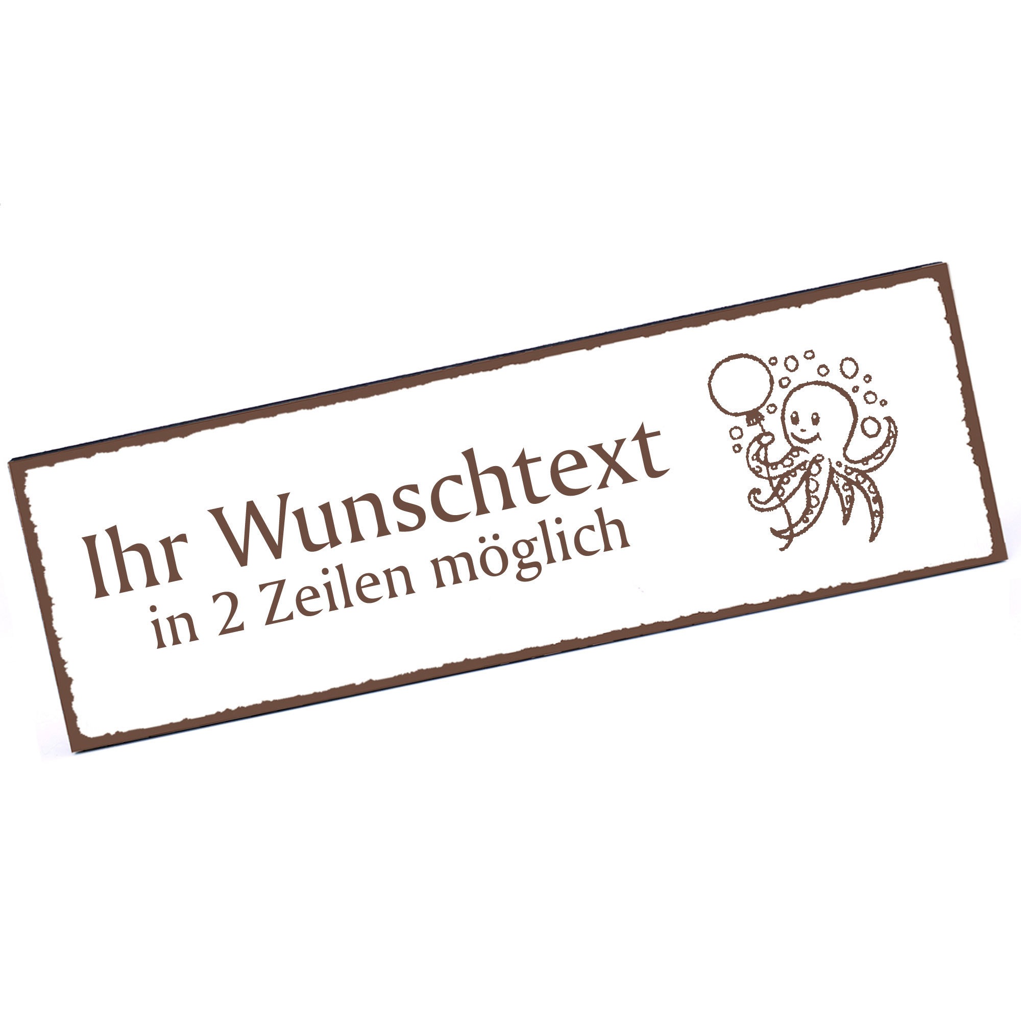 Türschild niedliche Krake mit Ballon  Namensschild personalisiert mit Gravur - 150mm x 50mm - selbst