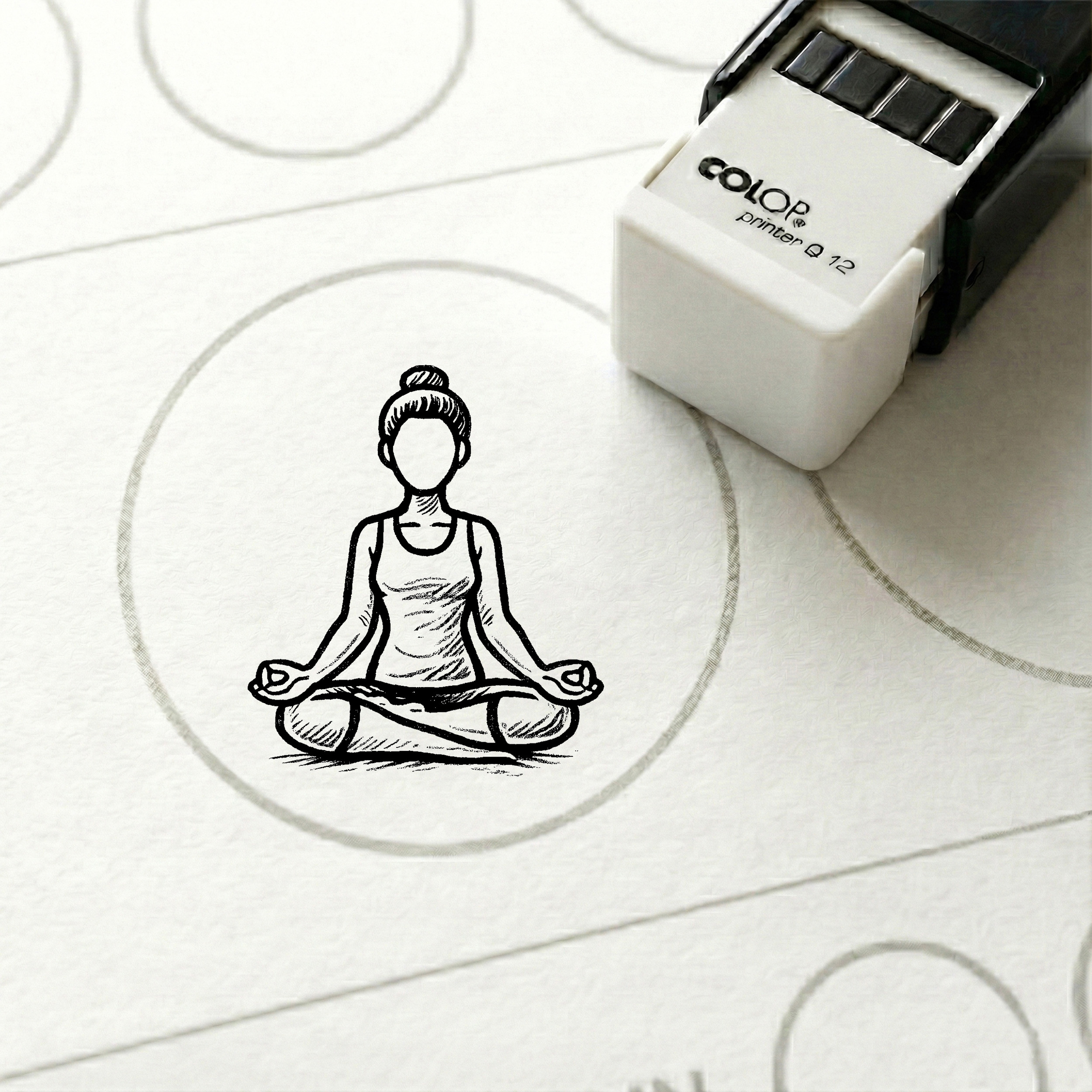 Bonusstempel Yoga Lotussitz 10x10 mm – Bonuskartenstempel für Yogastudio Fitnessstudio Meditationcenter Entspannungsraum