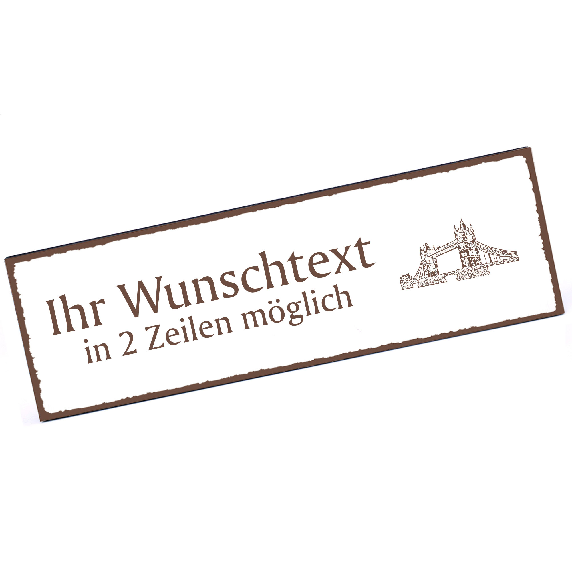 Türschild Tower Bridge  Namensschild personalisiert mit Gravur - 150mm x 50mm - selbstklebend