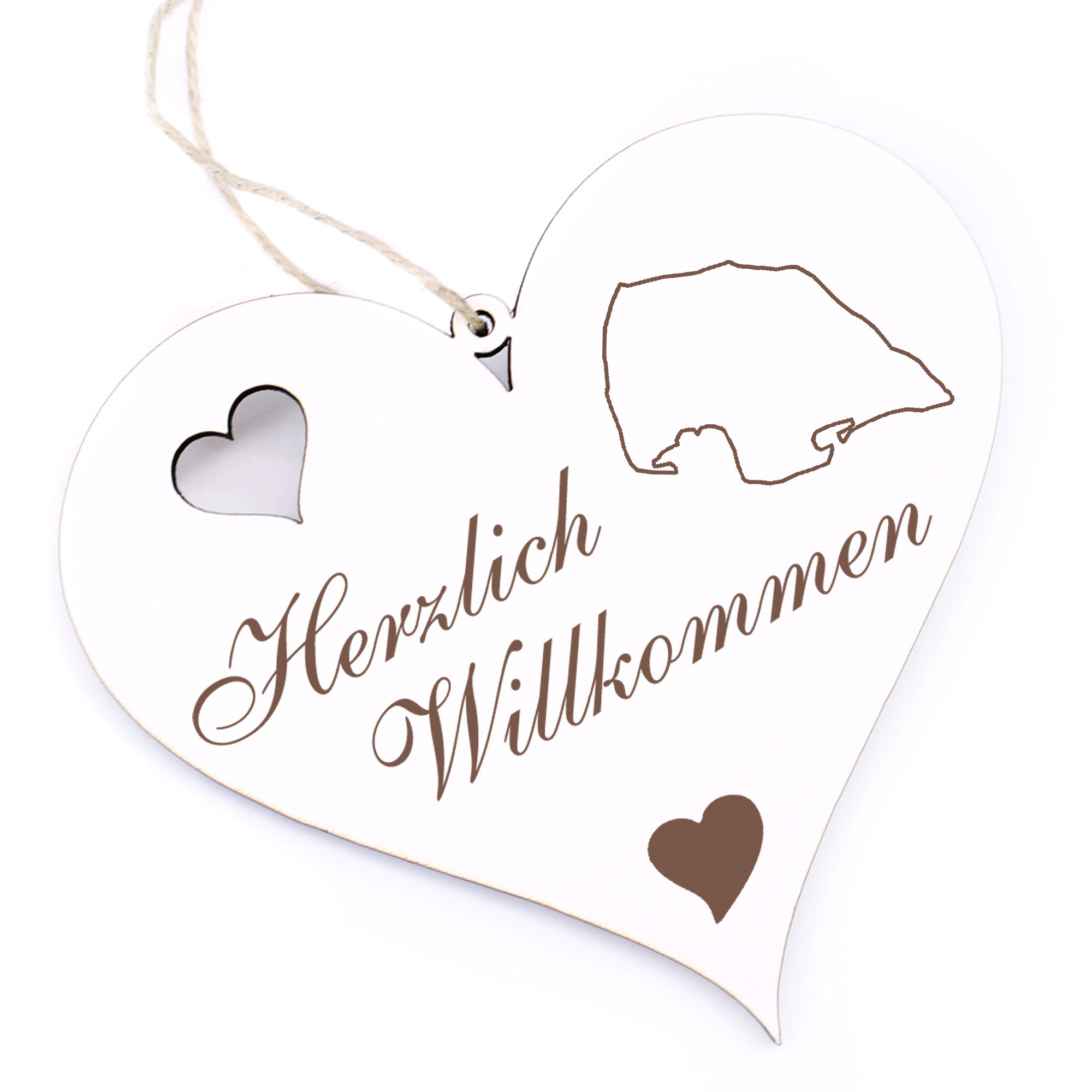 Herzlich Willkommen Schild - Insel Fehmarn - Deko Herz Holz