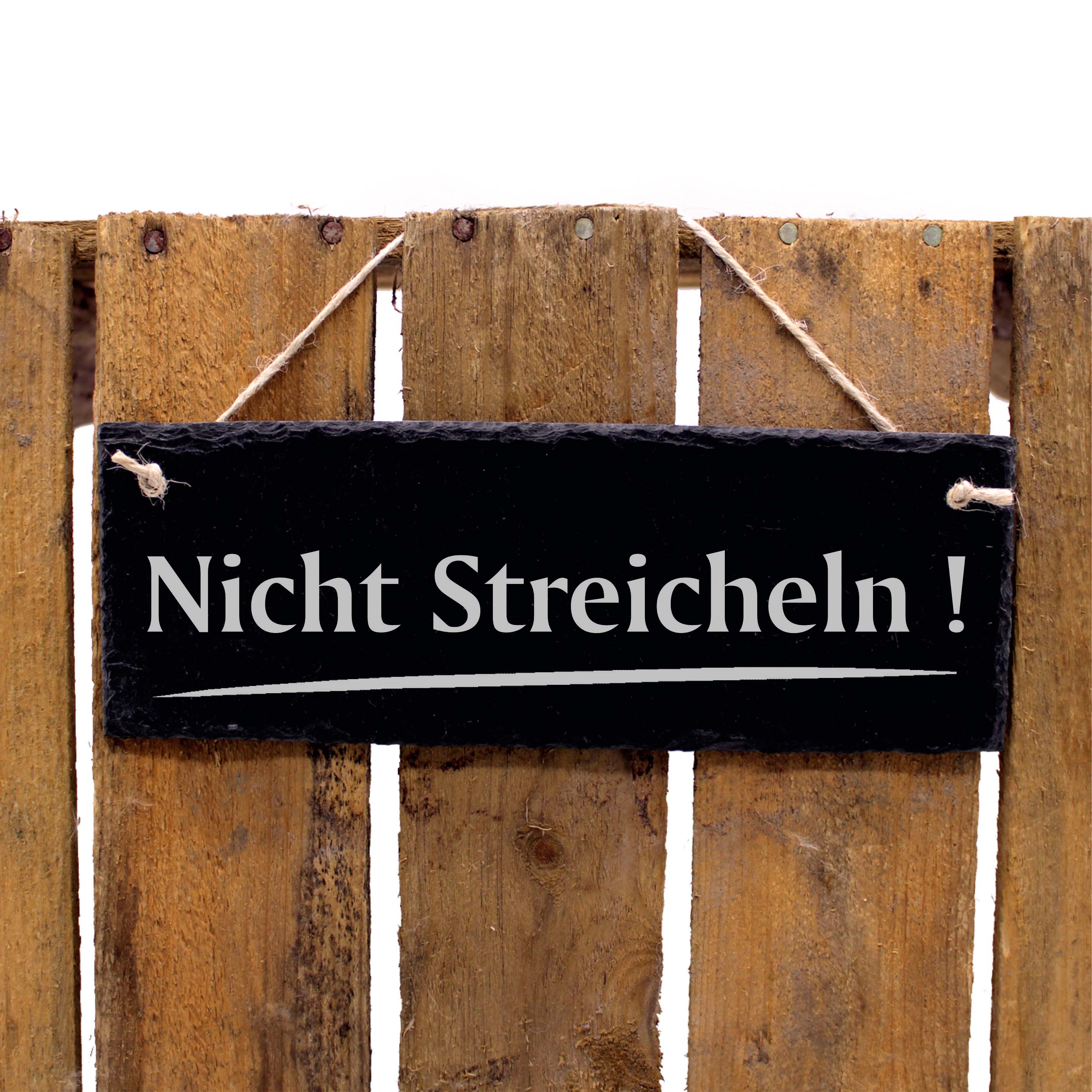 Schiefertafel Nicht Streicheln - Türschild 22 x 8 cm - wetterfest