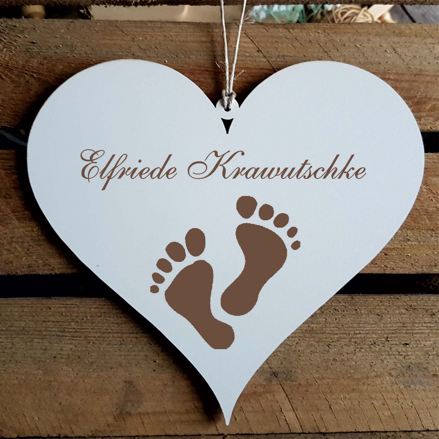 Herz Schild « Füße Fußpflege » mit Namen - Türschild zum Anhängen