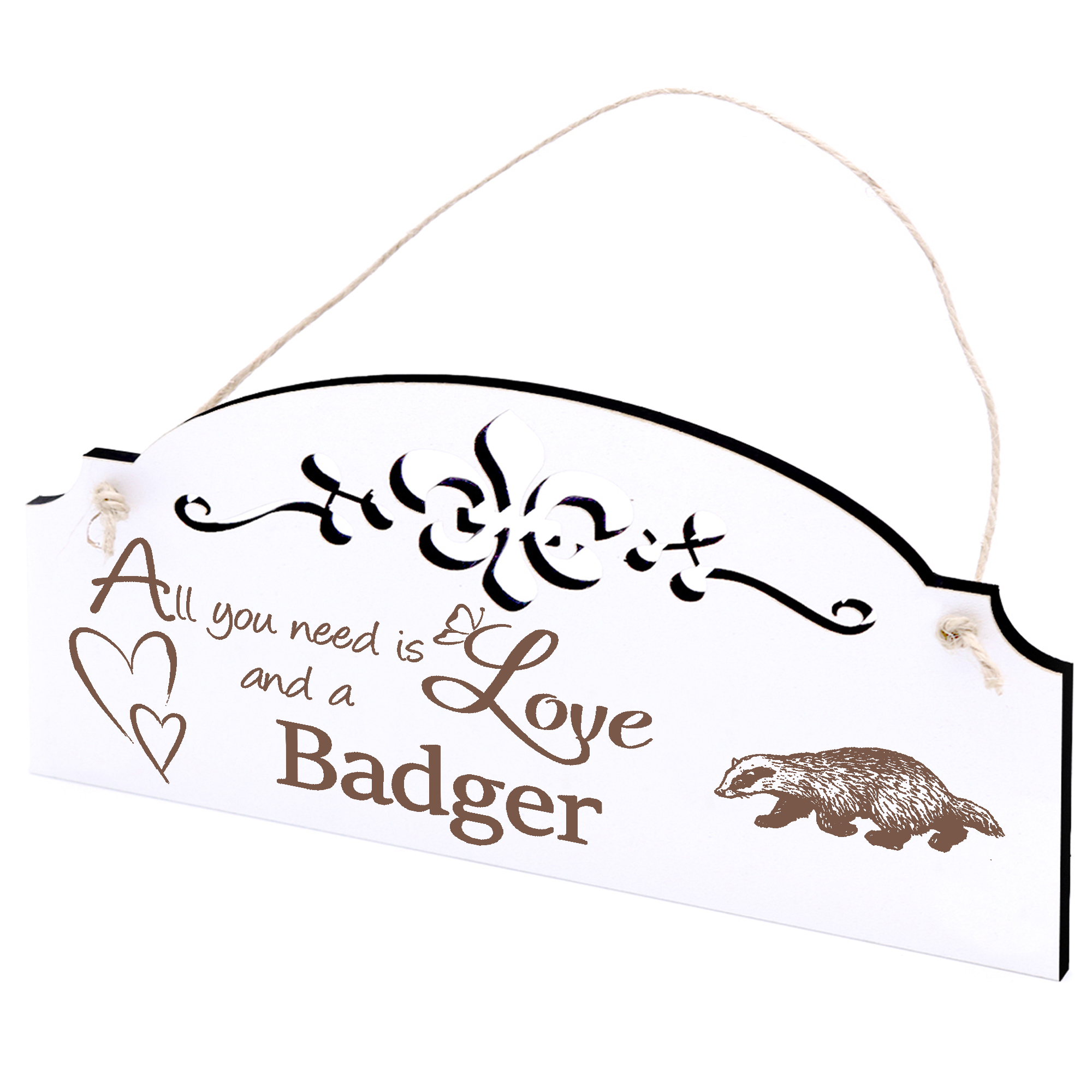Schild Dachs Deko 20x10cm - All you need is Love and a Badger - Holz