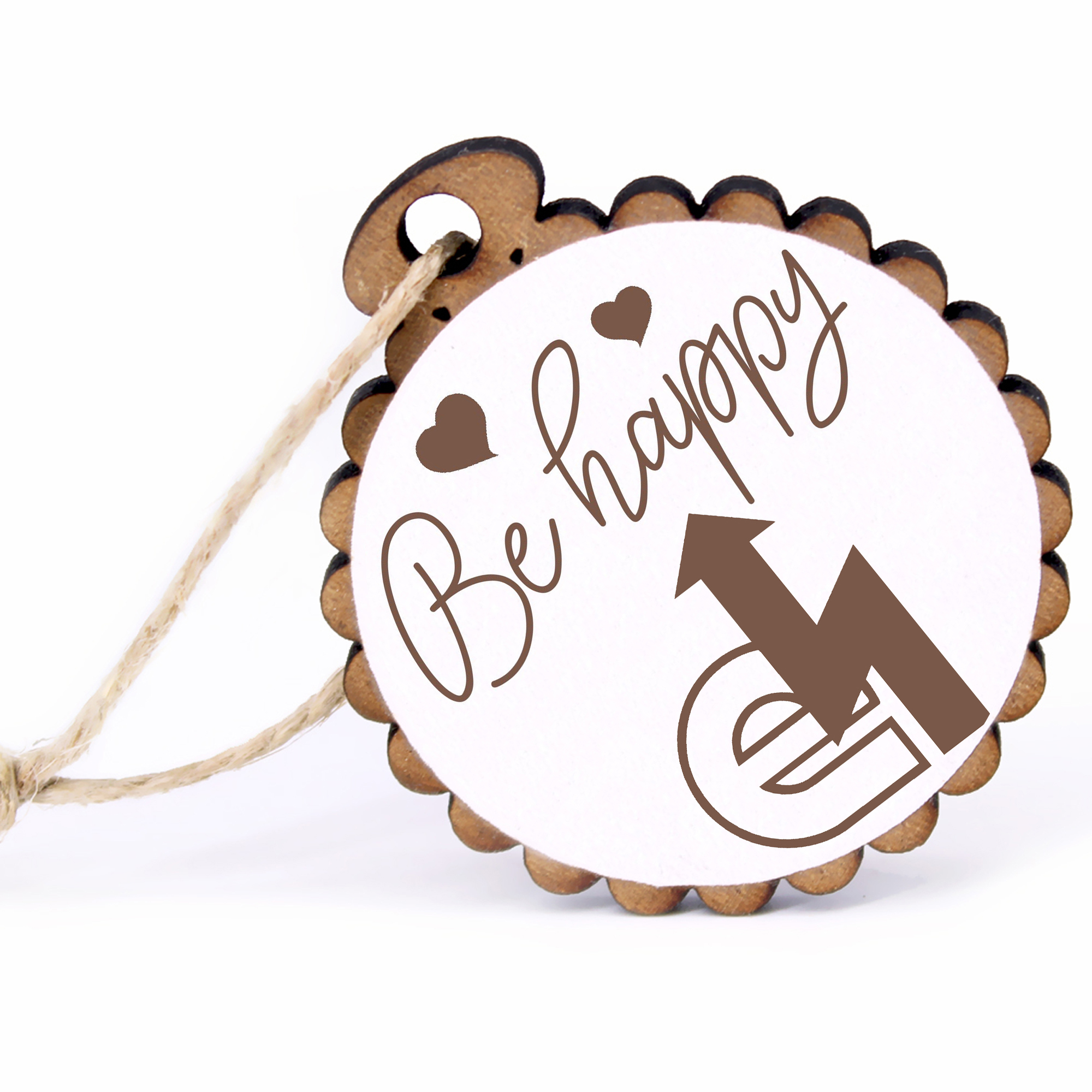 Geschenkanhänger - Be Happy Elektriker -  Holz Ø-5cm - mit Juteband