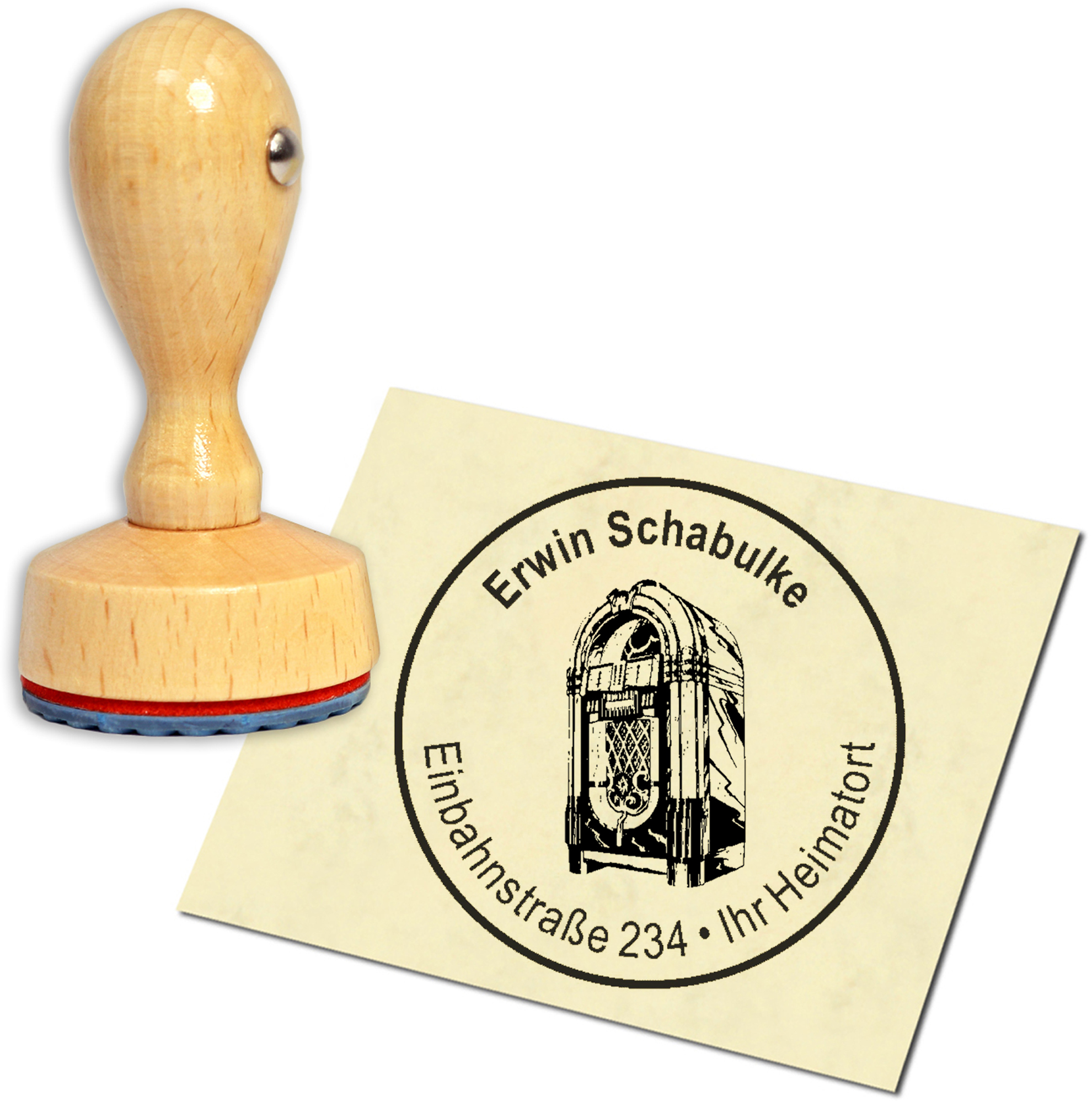 Stempel Adressstempel Holzstempel - Jukebox - rund 40mm