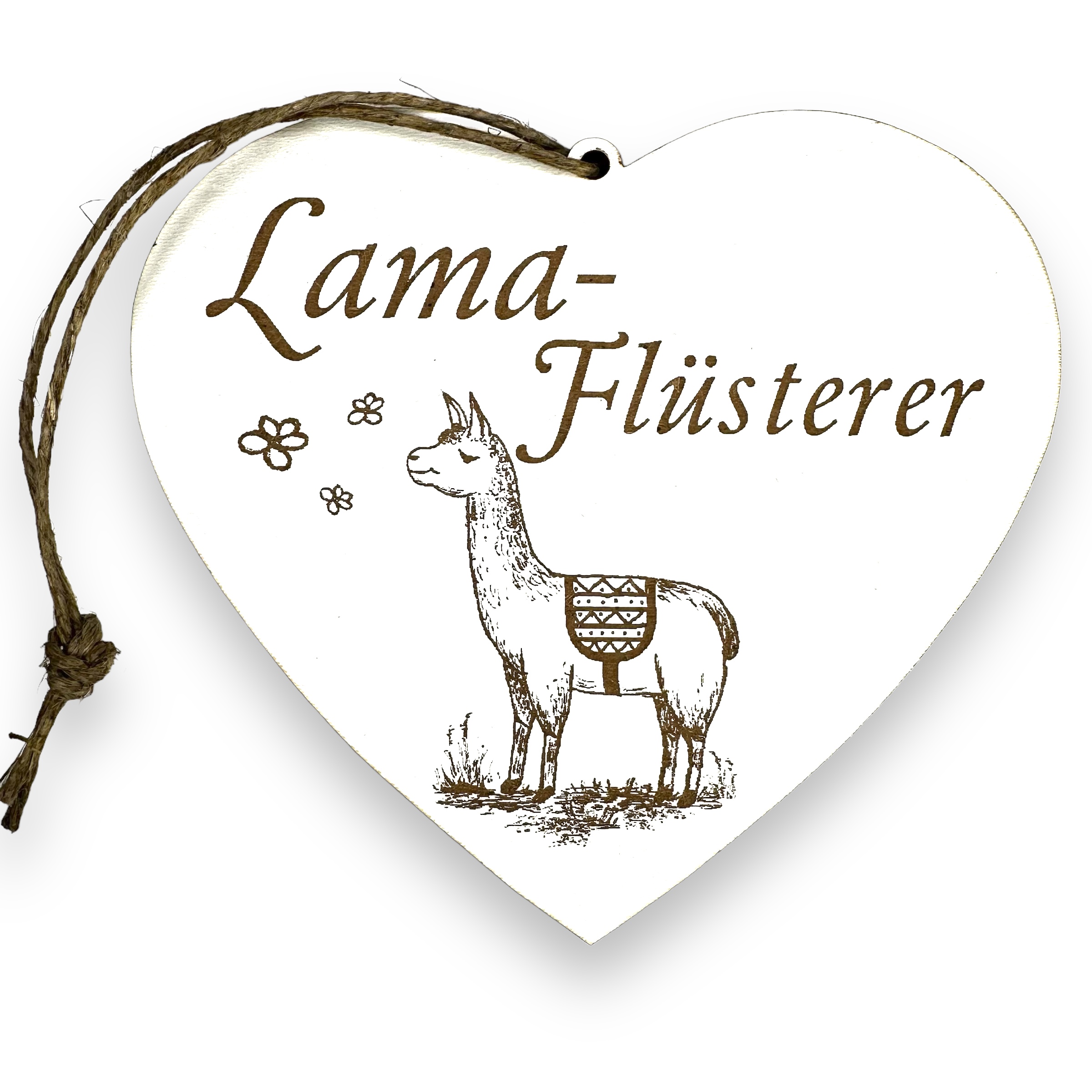 Lamaflüsterer Schild - Herzschild mit Gravur - Deko Dekoschild Türschild 13 x 12 cm