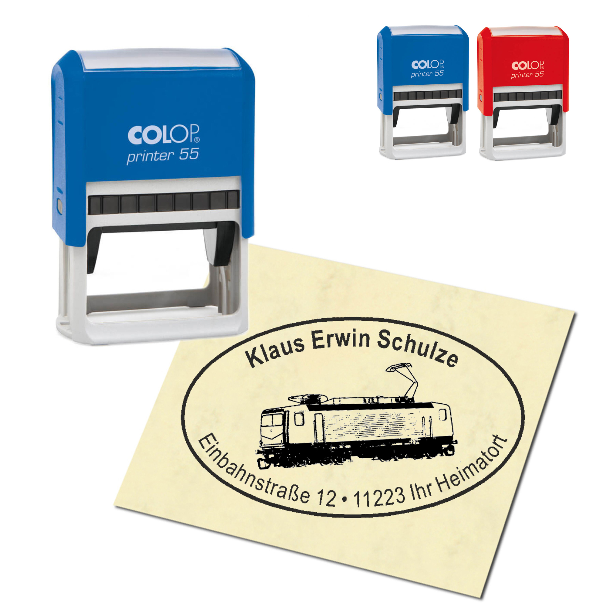 Adressstempel personalisiert Stempel - Lok - oval 59 x 39 mm