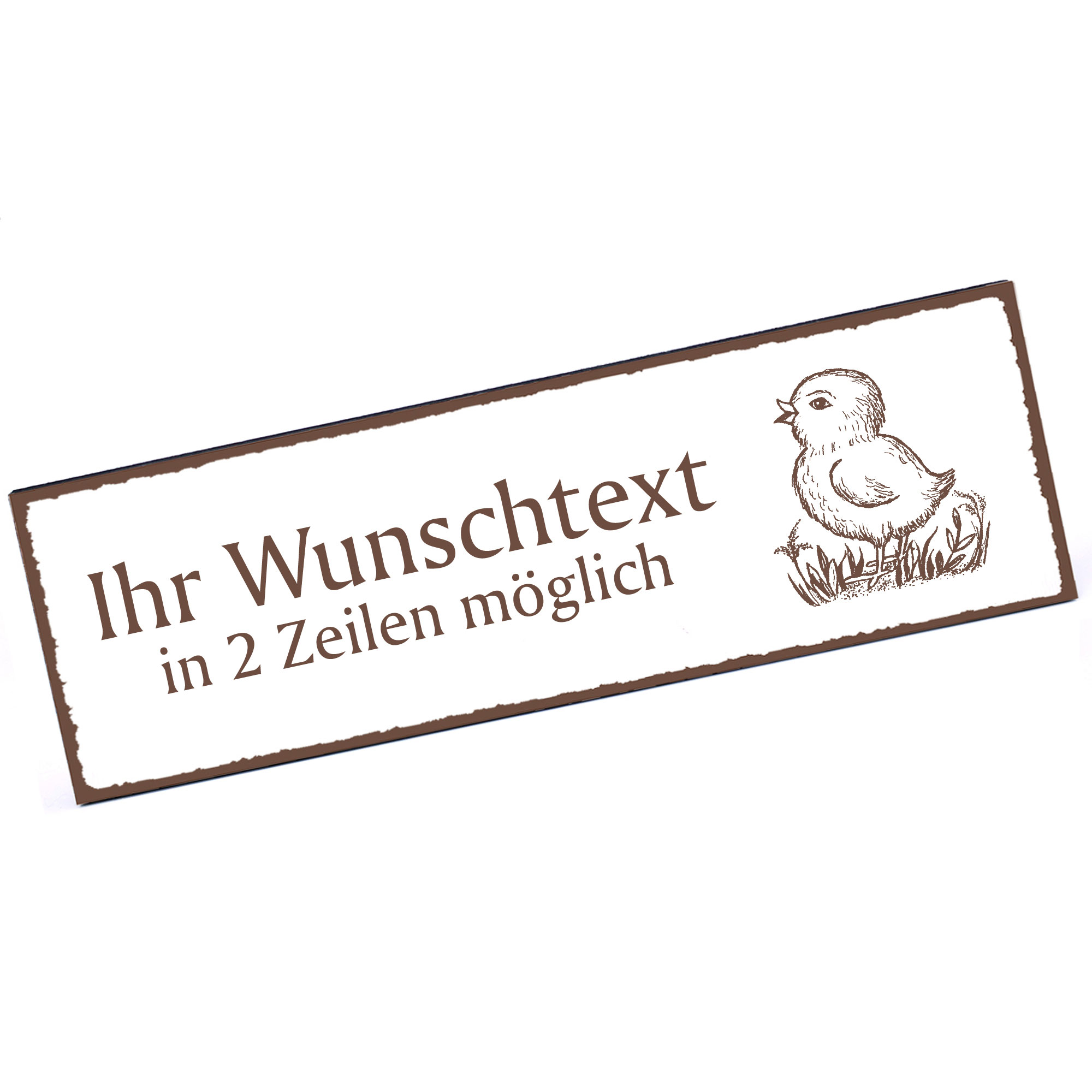 Türschild Küken  Namensschild personalisiert mit Gravur - 150mm x 50mm - selbstklebend