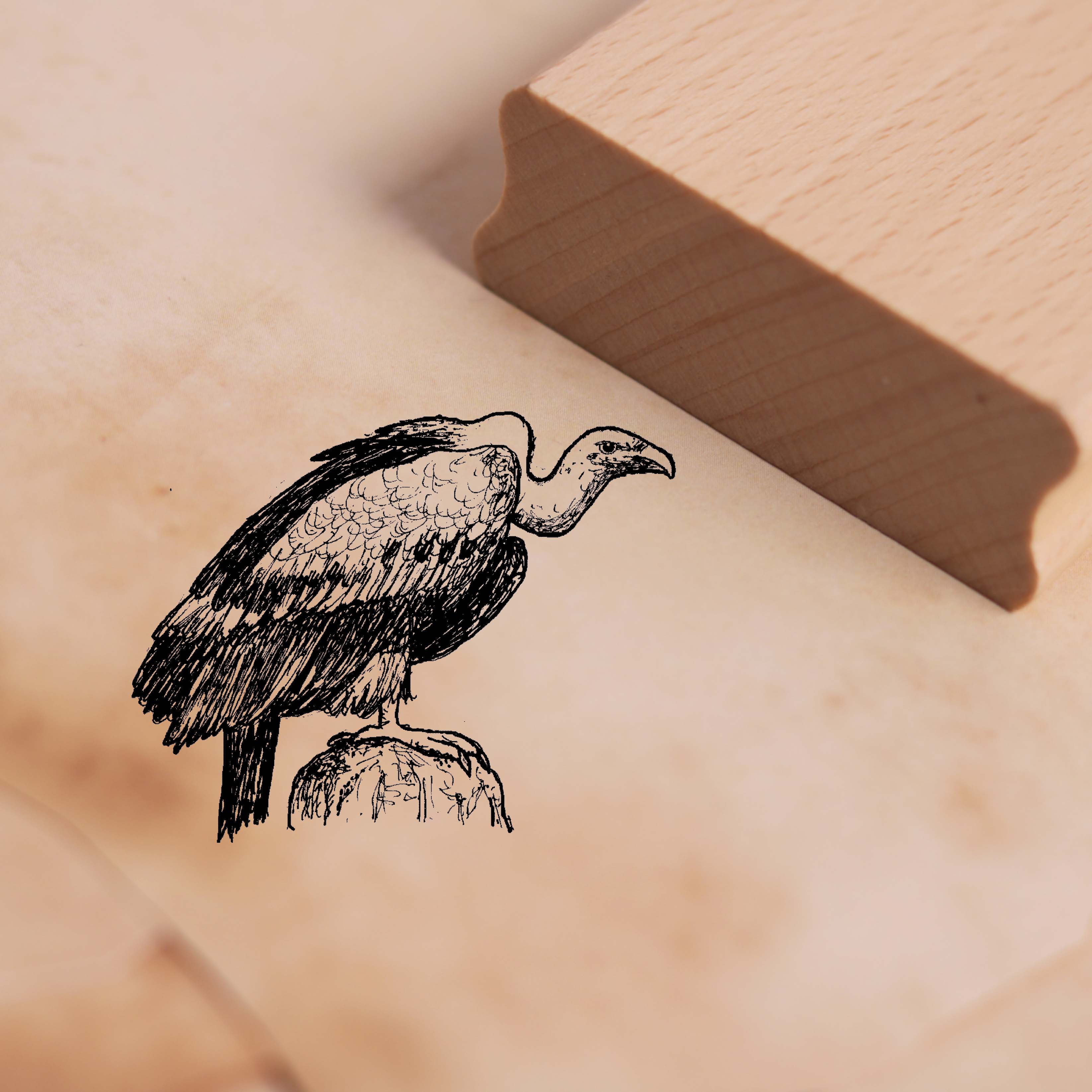 Motivstempel Geier auf Pfahl - Stempel Holzstempel 48 x 38 mm